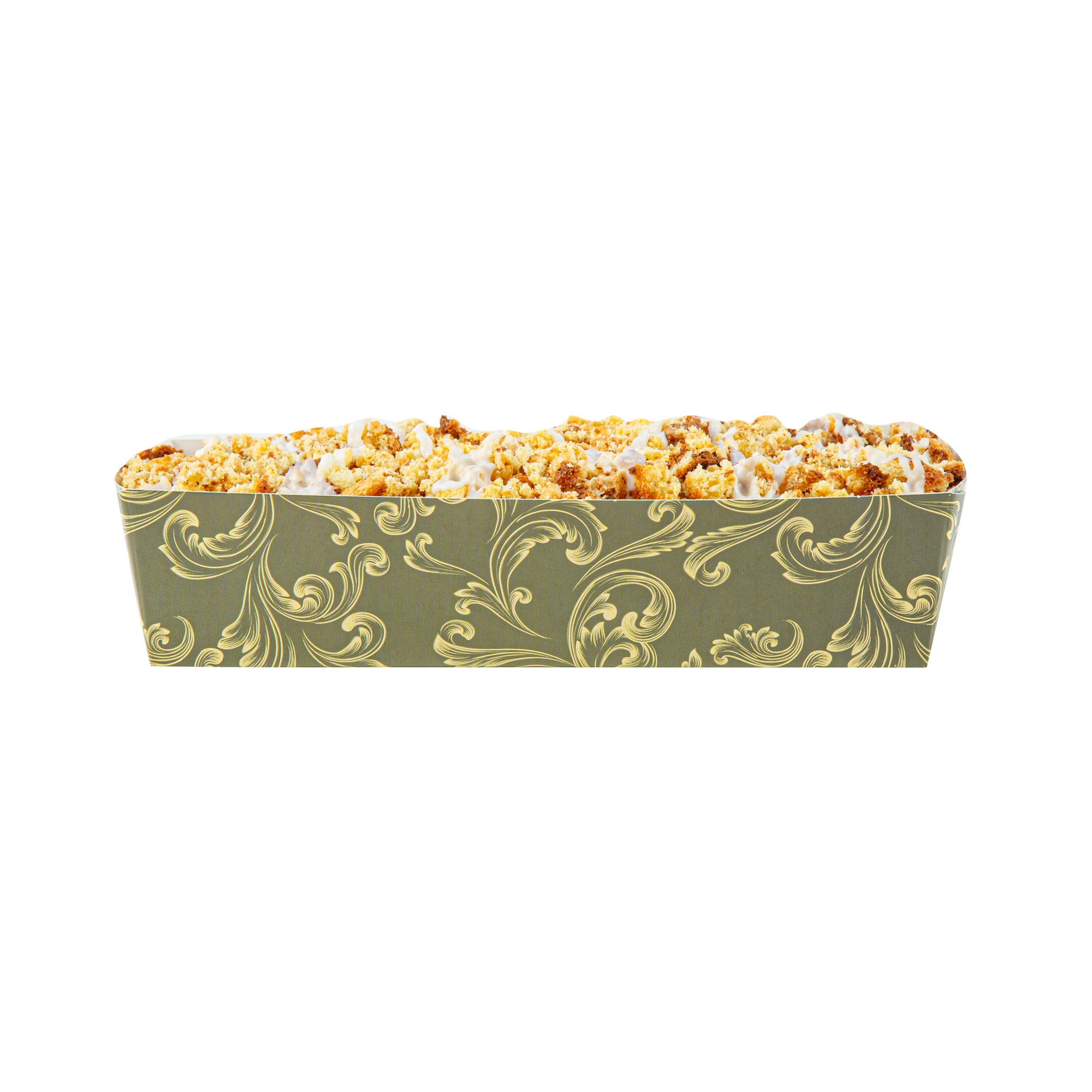 Bake Tek 14 oz Dark Green Vintage Floral Paper Baking Tray - Greaseproof & Eco-Friendly - 7.75