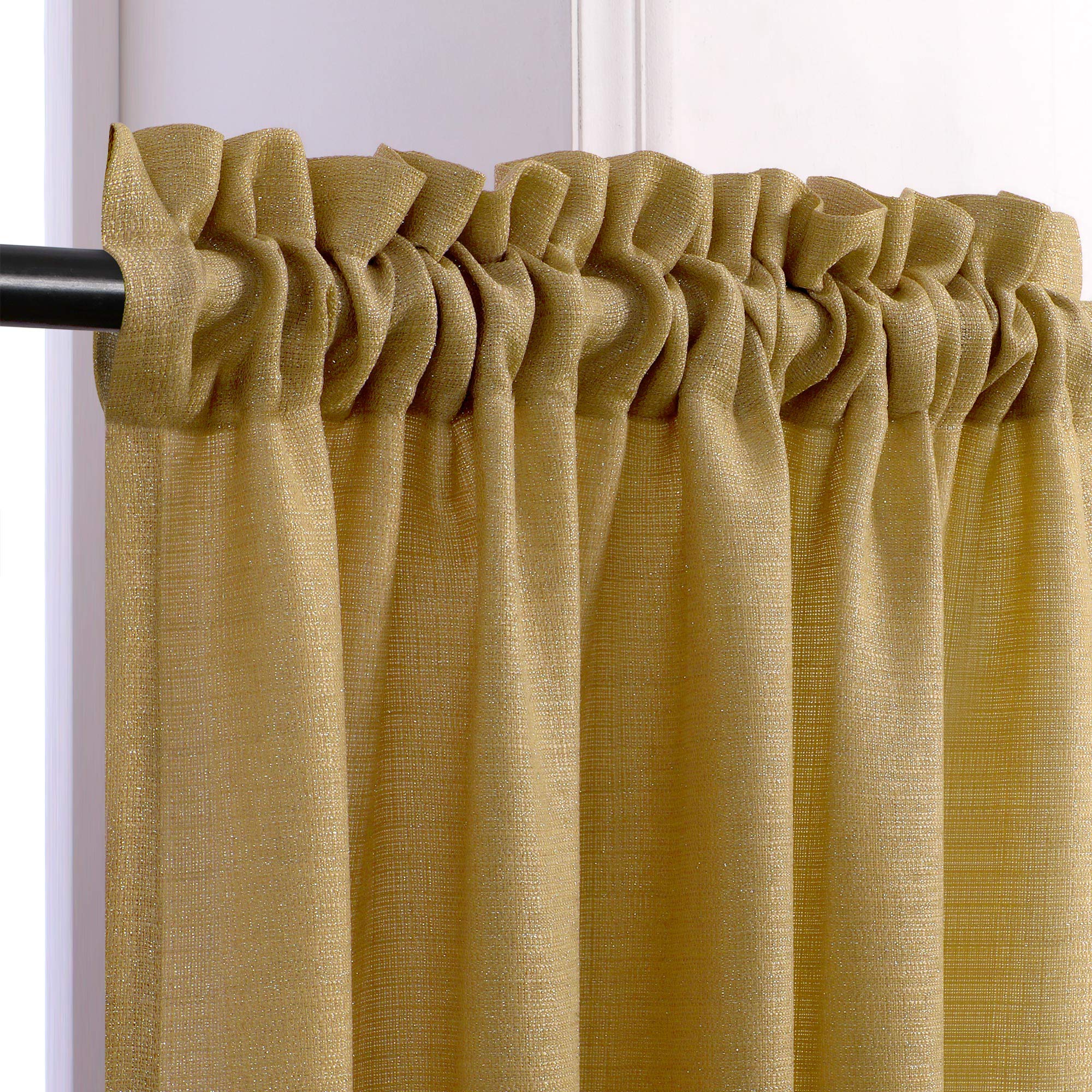 Luxury Gold Glitter Window Curtains Set of 2 - 52x95 Inch Rod Pocket Drapes for Living Room & Bedroom - Sparkle Shimmer Bling Brown Curtain Panels for Home Decor, Wedding Backdrop & Photo Shoot Background