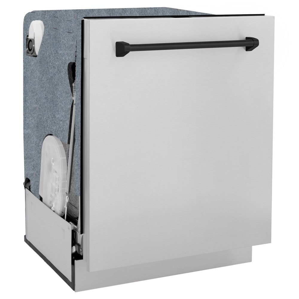 ZLINE Autograph Edition 24-inch Stainless Steel Dishwasher with Matte Black Handle - 3rd Rack, Top Touch Controls, 45dBa Ultra Quiet (DWMTZ 304 24 MB) - Perfect for Modern Kitchens & Open Concept Homes
