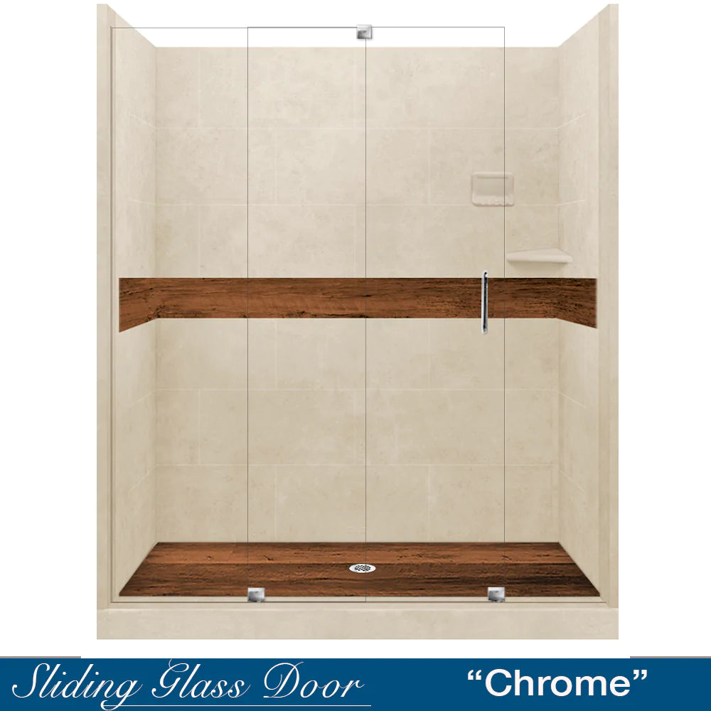 Lifeproof Burnt Oak Desert Sand 60-Inch Alcove Stone Shower Enclosure Kit - Waterproof Bathroom Upgrade for Modern Homes