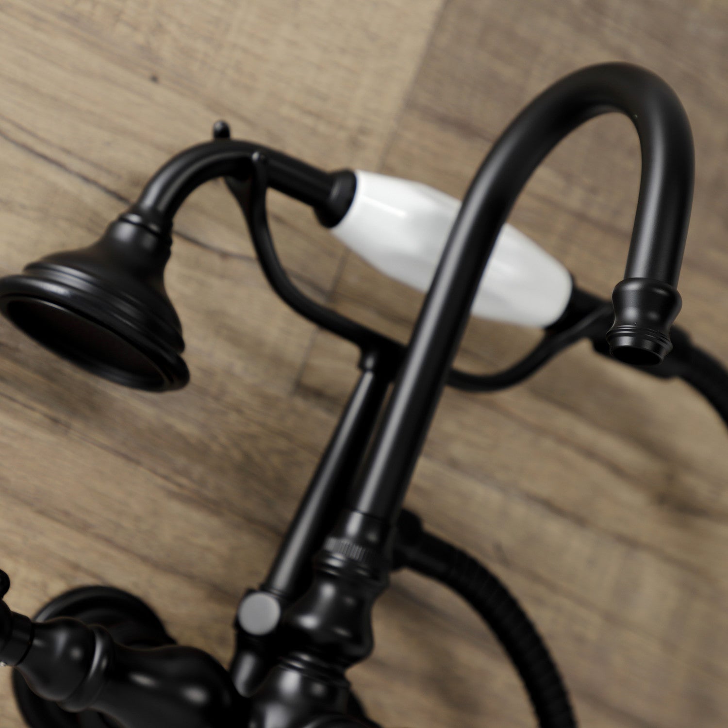 Vintage Matte Black Clawfoot Tub Faucet with Hand Shower - 3-Handle Wall Mount 2-Hole Design for Bathroom & Spa Relaxation