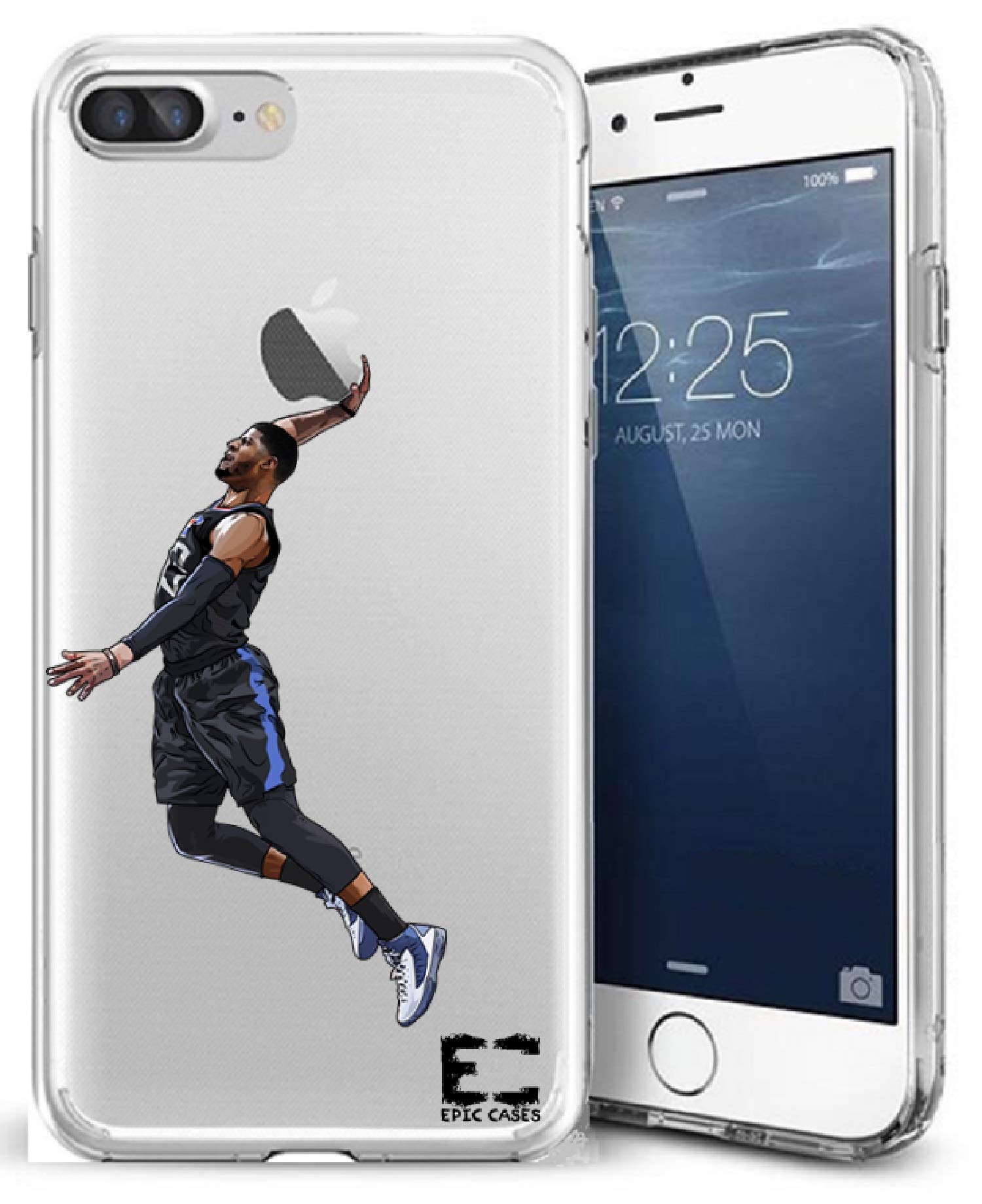 Ultra Slim Crystal Clear Basketball Series TPU Case for iPhone 6 Plus/7 Plus/8 Plus - Soft Transparent Protective Cover - Perfect for Sports, Daily Use & Gift Giving
