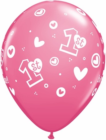 11 First Birthday Decorations - Pink Rose Gold Circle Hearts for Girls - Perfect for Birthday Parties, Baby Showers & Celebrations