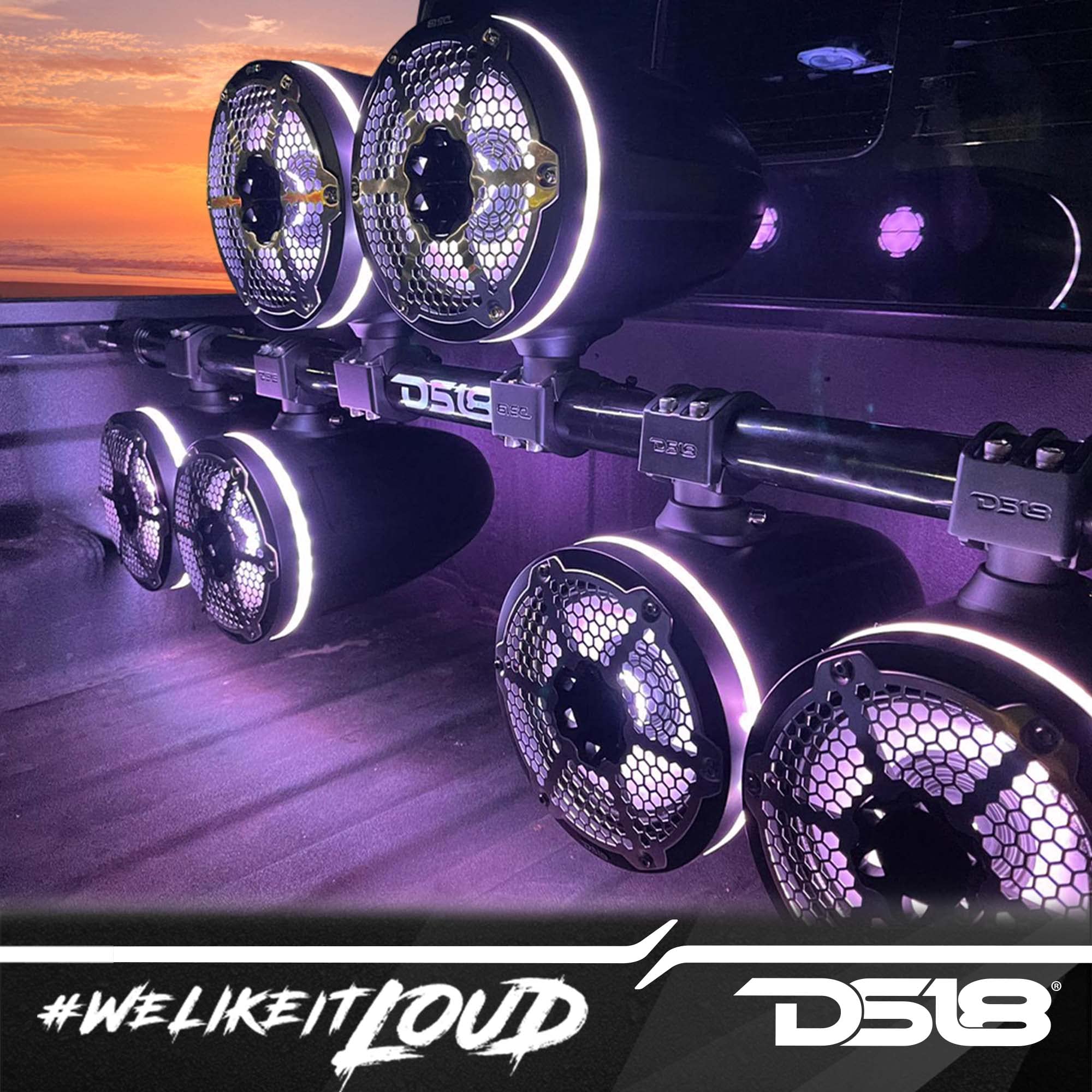 DS18 JT-Tube/BK JT Mounting Tube with Mobile Clamps - Universal Roll Bar & Cage Mount for Speaker Towers & Pods (Black) - Ideal for Off-Road, Racing & Car Audio Installations