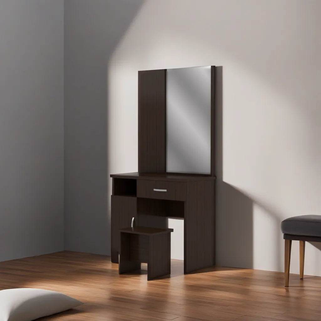 Heston Vanity Dressing Table with Stool - Modern Makeup Desk with Mirror & Storage for Bedroom, Bathroom - Perfect for Women's Beauty & Cosmetics Organization