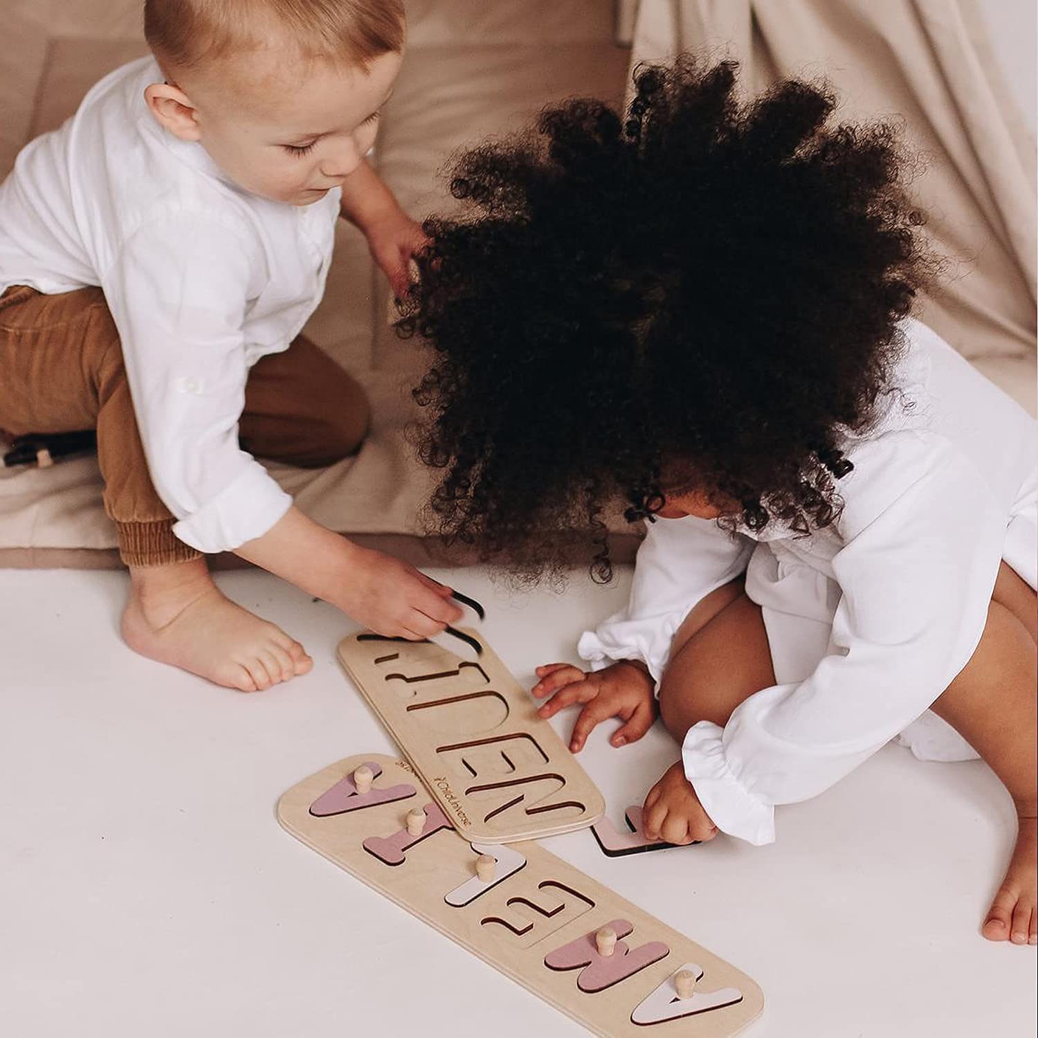 Personalized Wooden Name Puzzle for Toddlers 1-3 Years Old - Custom Baby Gift for Boys & Girls - Montessori Learning Toy & Nursery Room Decor - Perfect for Birthdays, Baby Showers & Early Childhood Education
