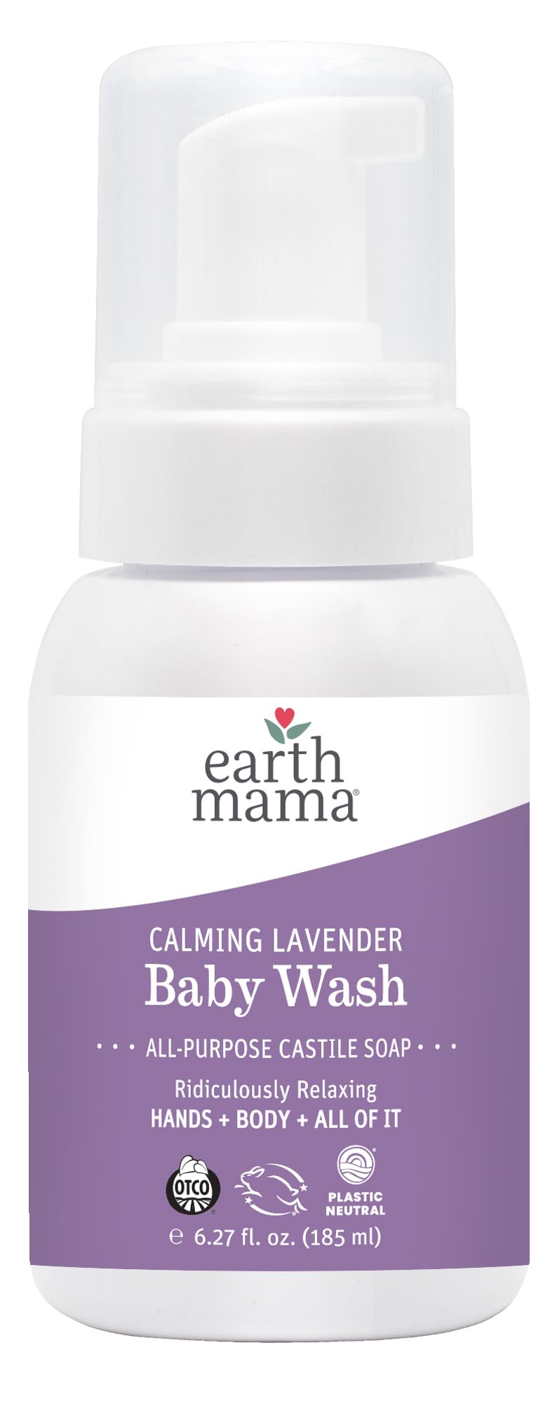 Earth Mama Organic Lavender Baby Wash & Body Soap - Gentle Foaming Cleanser for Sensitive Skin with Coconut Oil, Shea Butter & Calendula | Hypoallergenic, Vegan & Cruelty-Free | Perfect for Newborns, Kids & Adults | Bath Time, Hand Washing & Shower Use