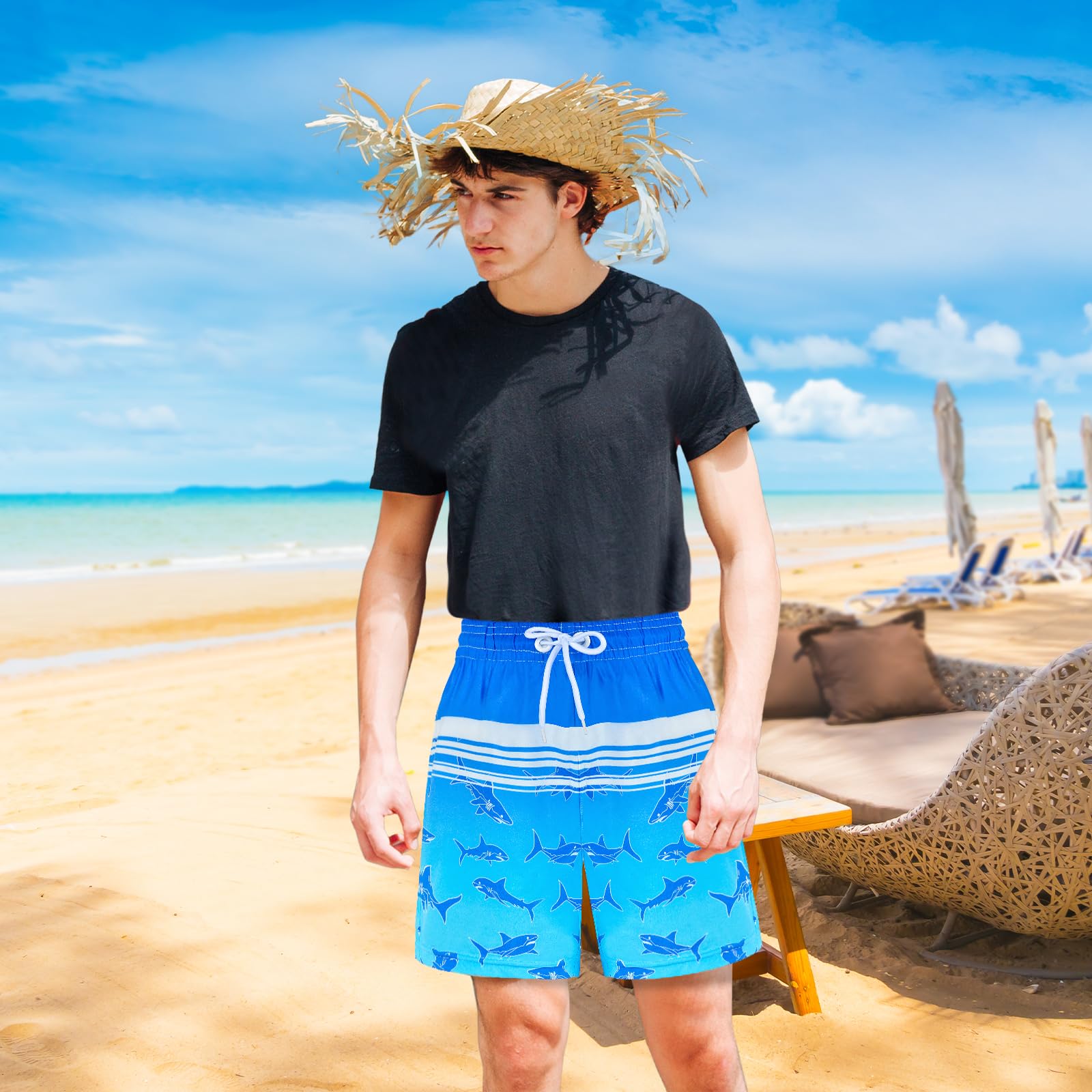 **Boys Swim Trunks with Compression Liner - Quick Dry Bathing Suits for Youth & Teens (Ages 7-16) - Perfect for Swimming, Beach, and Pool Activities**