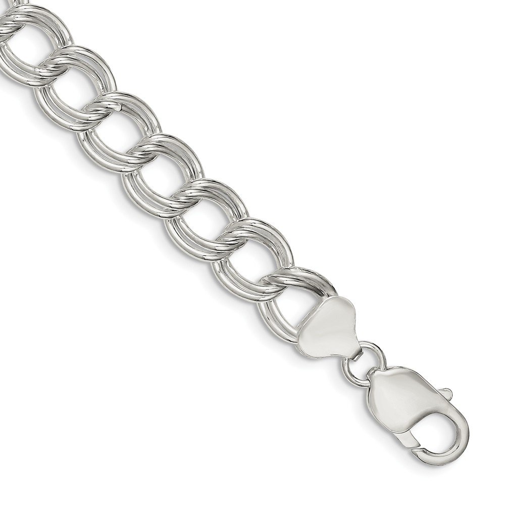 925 Sterling Silver Double Link Pendant Charm Bracelet with Lobster Clasp - Elegant Dainty Jewelry for Women, Perfect for Everyday Wear, Gifts & Special Occasions