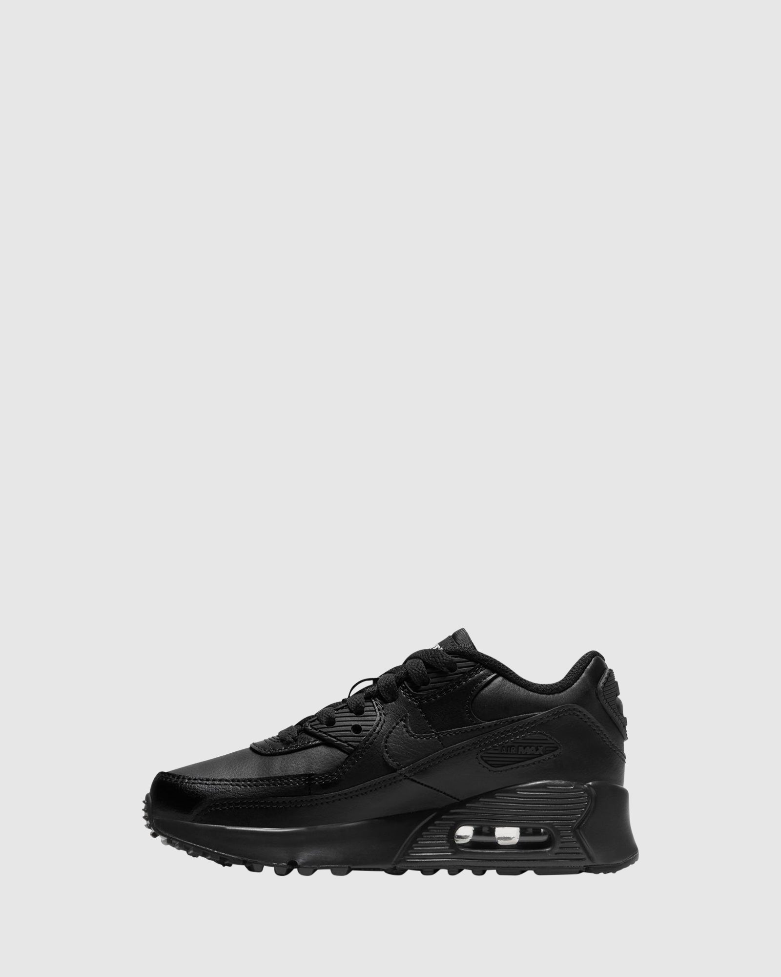 Nike Air Max 90 Leather Preschool Shoes - Black/Black - Comfortable Kids Sneakers for Running, Play & Everyday Wear