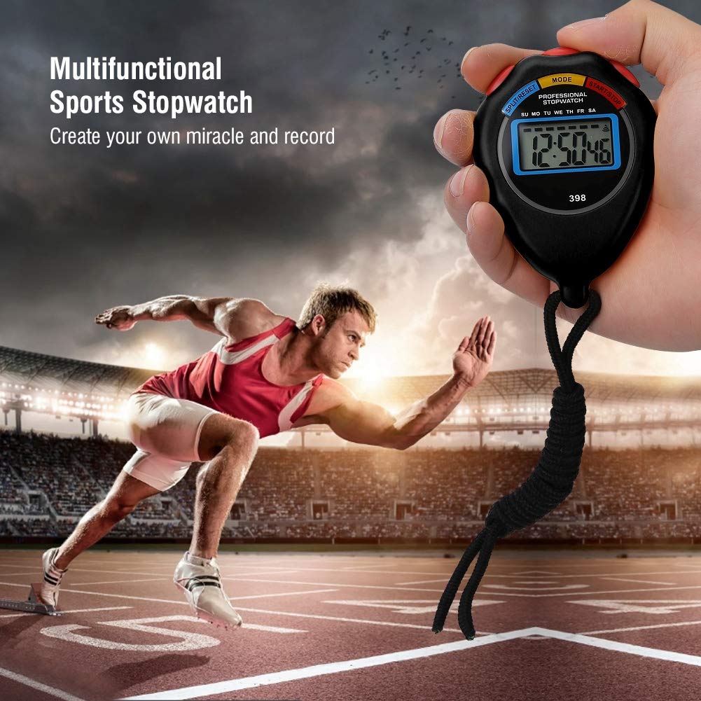 Professional Digital Stopwatch Timer - Sports Stopwatch with Large Display for Racing, Running, Swimming | Track Workouts, Training Sessions & Competition Timing