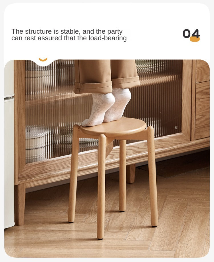 Stackable Beech Wood Stools - Solid Wood Bar Stools for Kitchen, Dining, or Outdoor Use - Space-Saving Seating Solution for Home & Garden