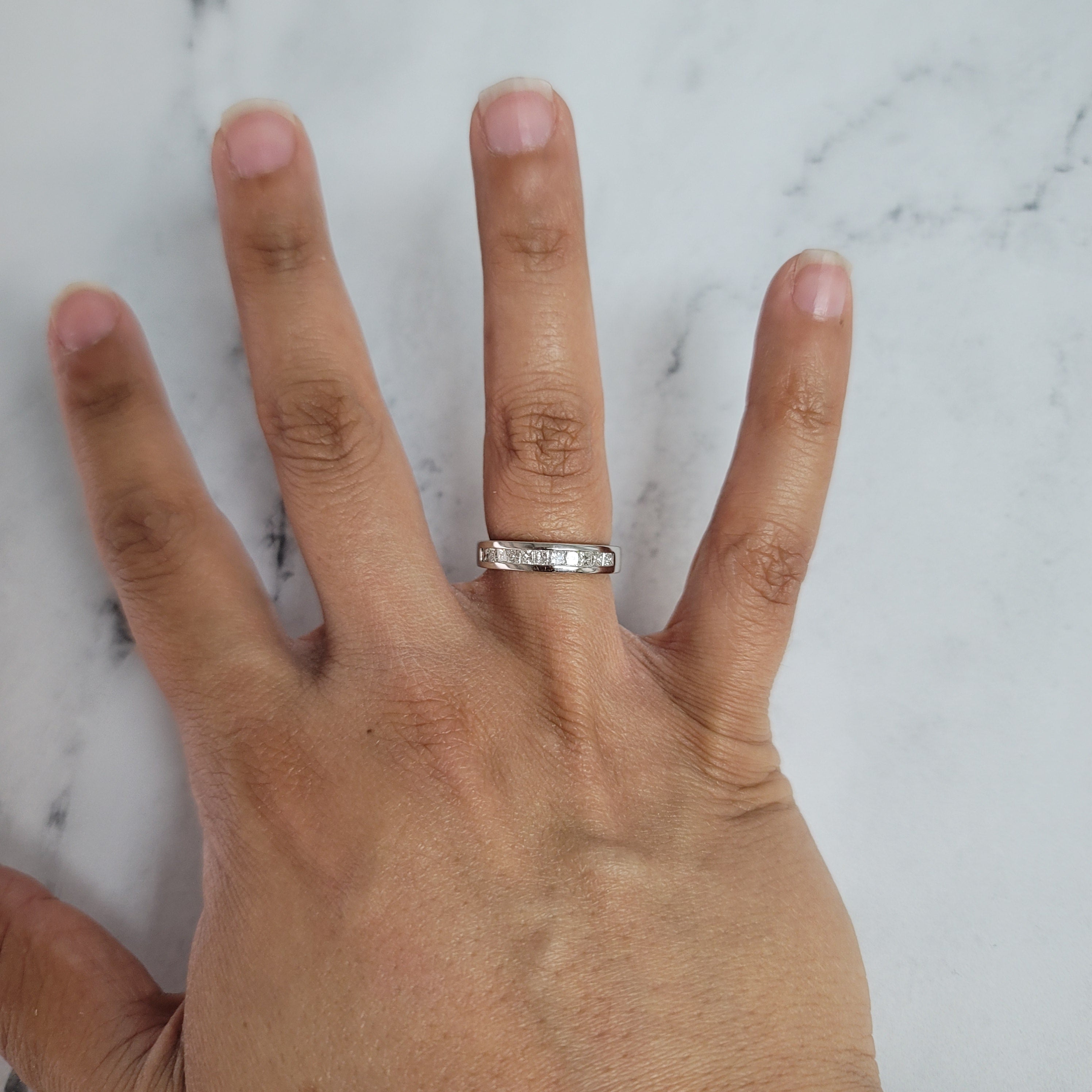 0.60cttw Princess Cut Diamond Wedding Band in 14k White Gold - Elegant Bridal Ring for Engagement, Anniversary & Special Occasions