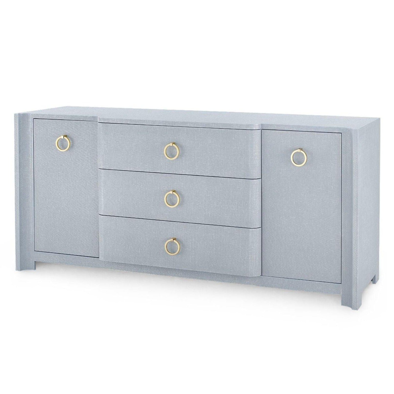 Audrey Media Cabinet - Washed Winter Gray Finish with Custom Pull Options - Perfect for Living Room, Bedroom & Home Theater Storage