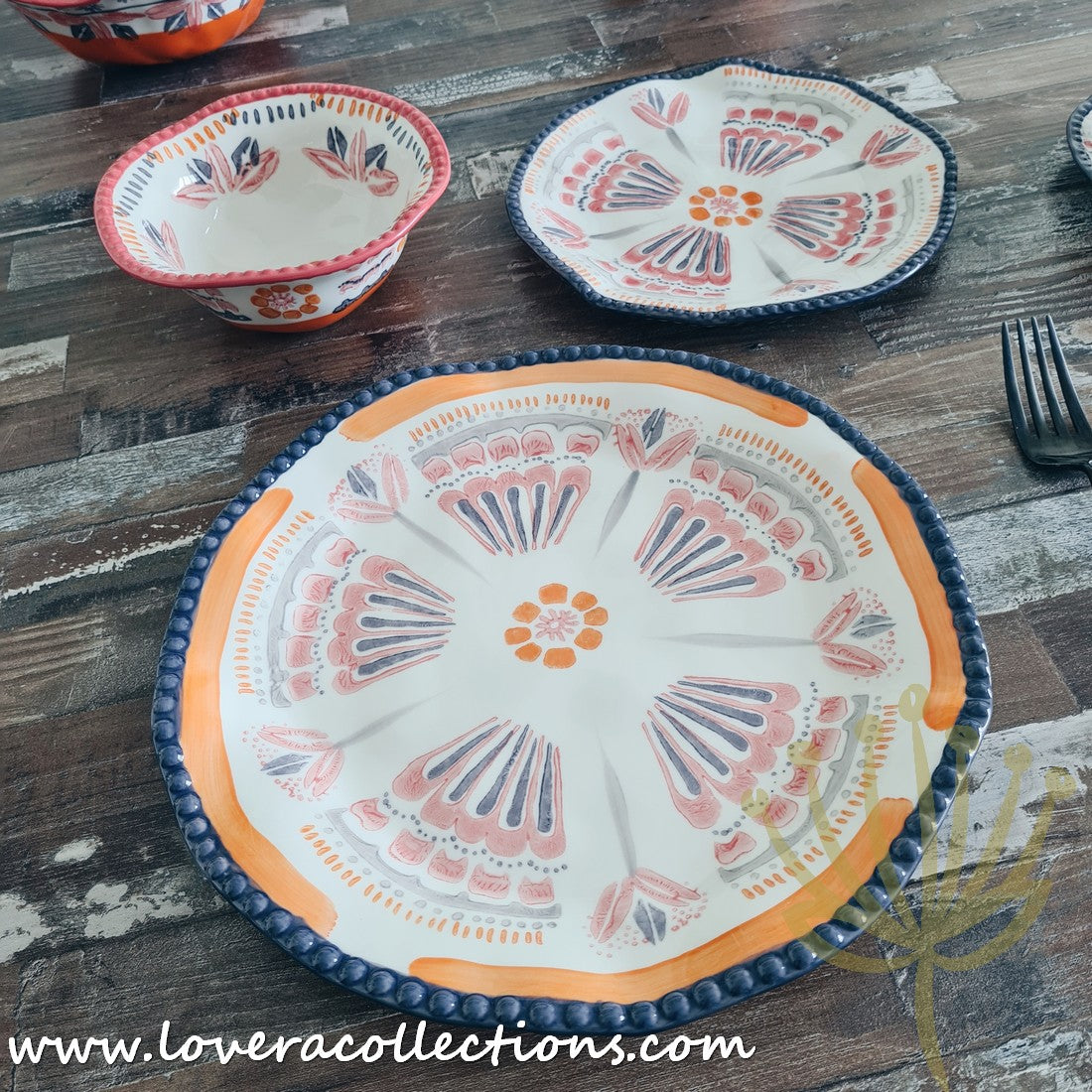 Afrocentric Orange Dinnerware Set - Elegant Ceramic Plates & Bowls for African-Themed Dining - Perfect for Family Dinners, Cultural Events & Restaurant Decor