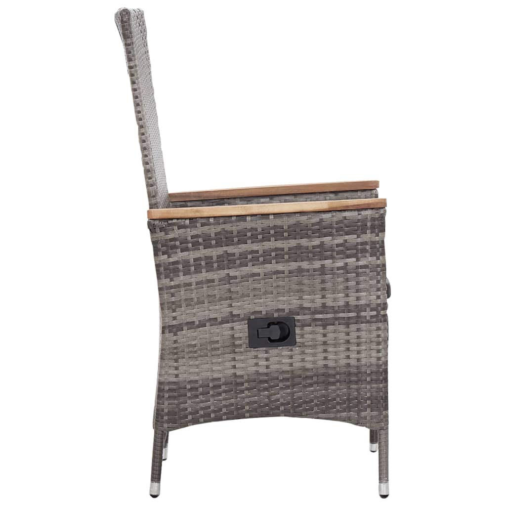 vidaXL 3-Piece Patio Lounge Set with Cushions - Gray Poly Rattan Outdoor Sofa for Garden, Balcony, Backyard & Terrace - Durable Weather-Resistant Home Furniture for Relaxing & Entertaining