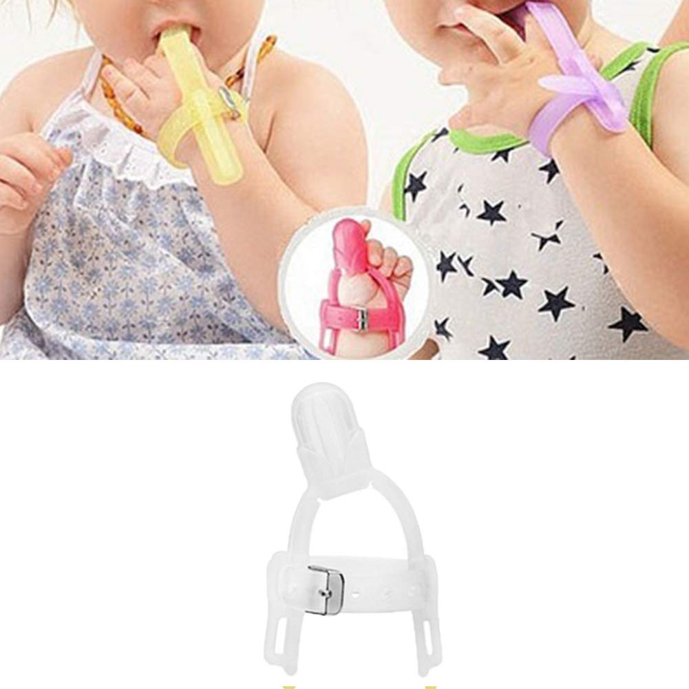 Baby Thumb Sucking Protector - Adjustable Silicone Finger Guard & Teether for Infants (Transparent) - Prevent Thumb Sucking Habit & Soothe Teething Pain - Perfect for Daycare, Travel & Sleep Training