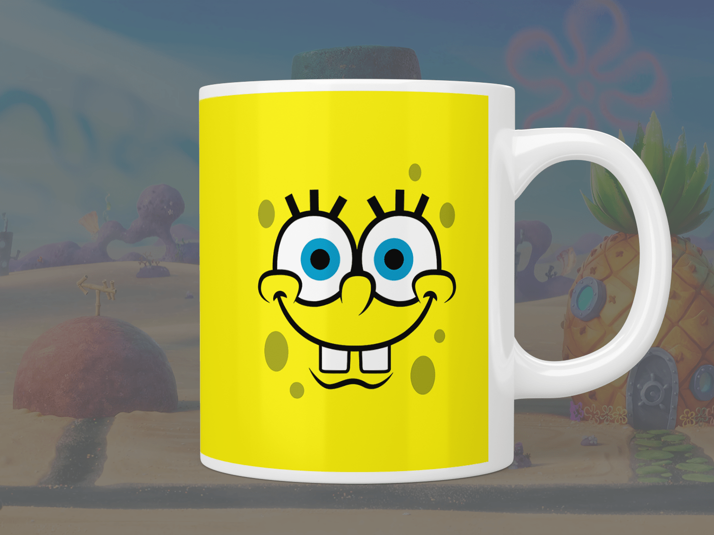 SpongeBob SquarePants Coffee Mugs Set of 4 - Fun Cartoon Character Ceramic Cups for Hot & Cold Drinks - Perfect for Home, Office, or Gifts