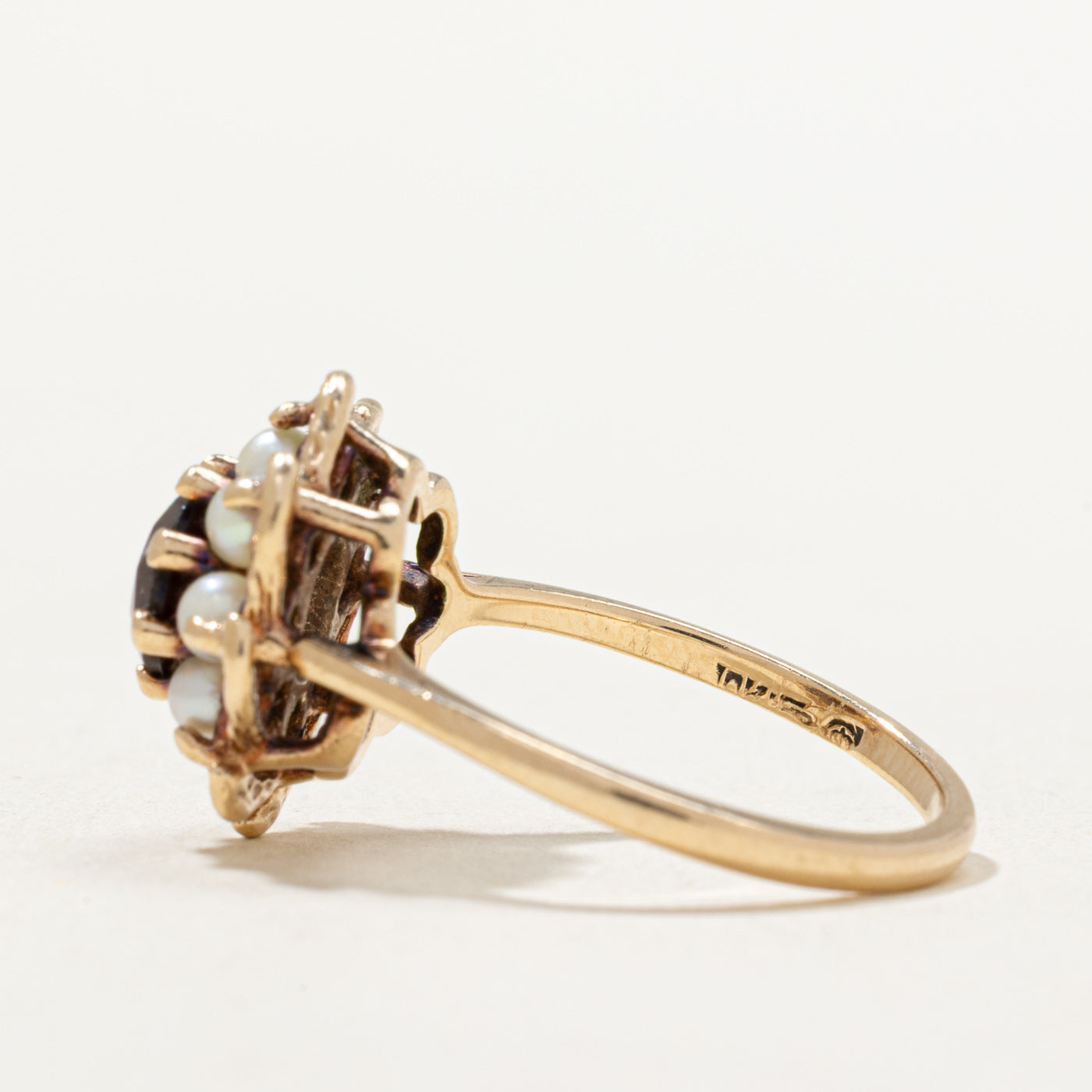 Garnet & Simulated Pearl Ring - 0.90ct Gemstone, 2.50mm Size, Sterling Silver Jewelry for Women - Perfect for Valentine's Day Gifts, Anniversary Presents & Special Occasions
