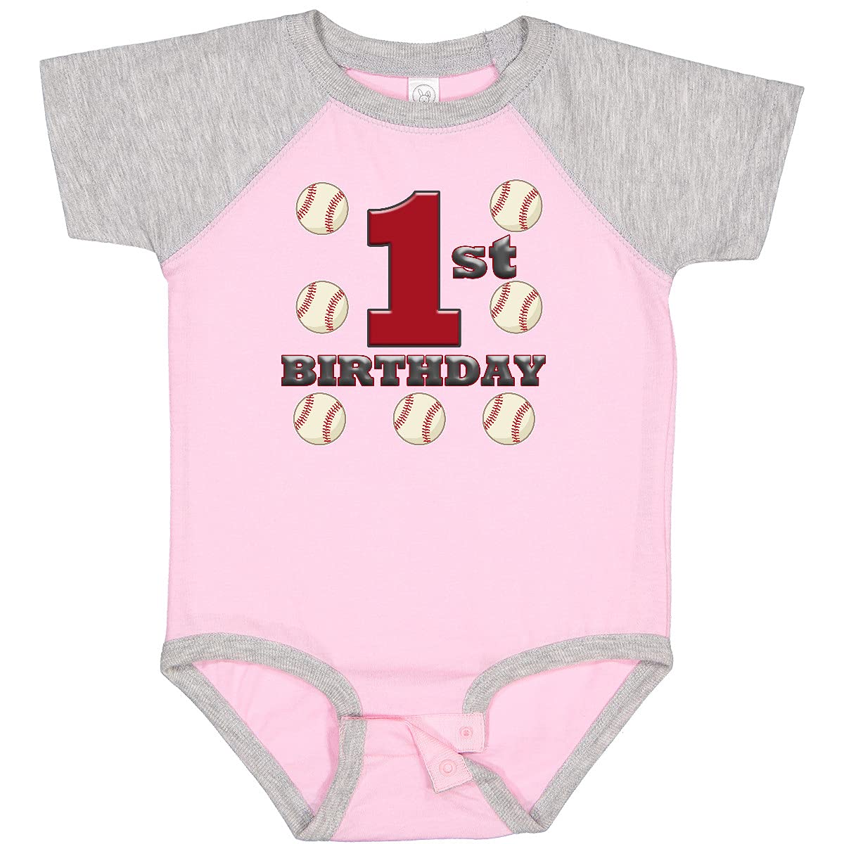 Inktastic First Birthday Baseball Baby Bodysuit - Cute Baseball Themed Onesie for 1 Year Old Boys & Girls - Perfect for Birthday Parties, Photo Shoots & Special Occasions