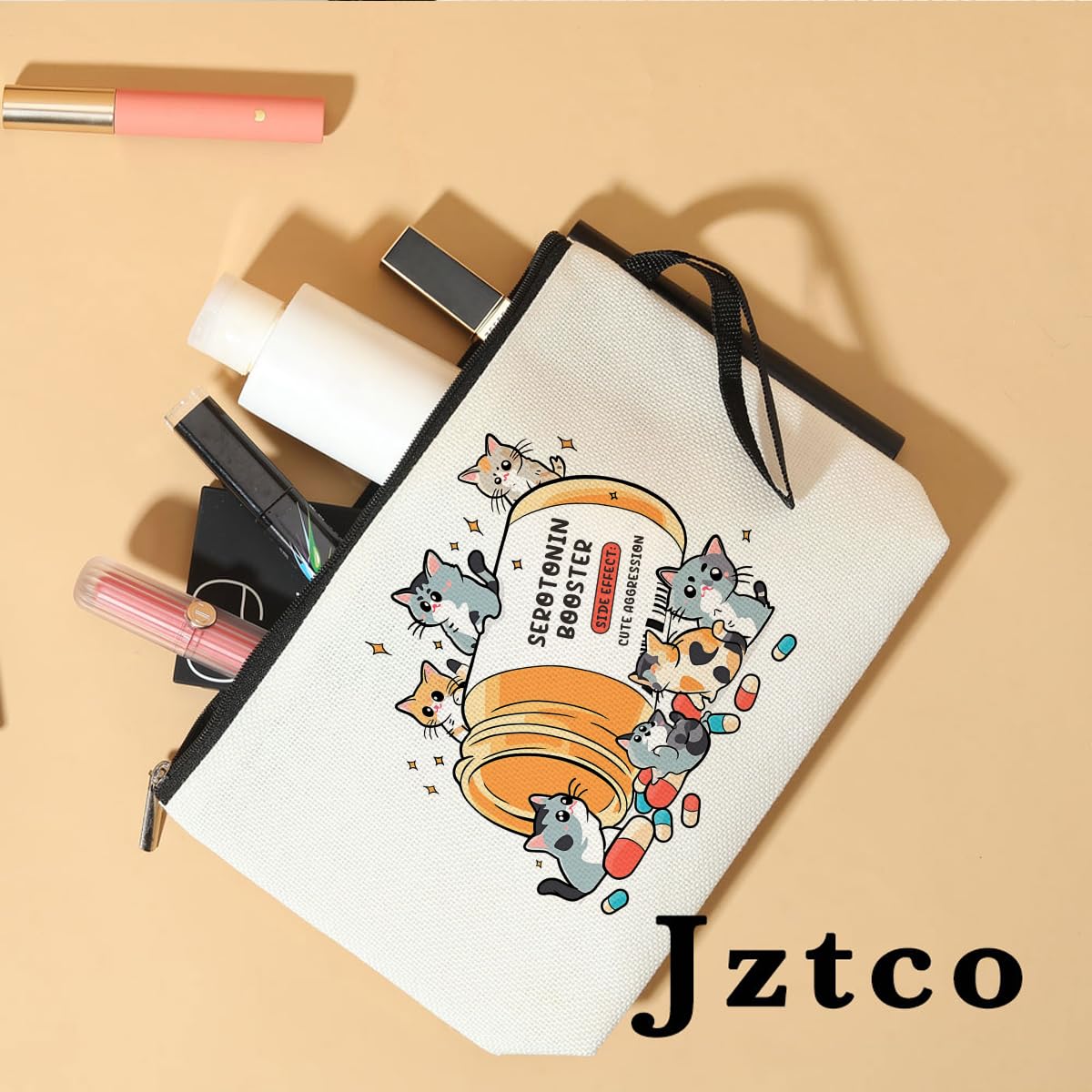 Cat Mom Gifts for Women - Cute Cat Themed Makeup Bag for Cat Lovers, Pet Owners & Mental Health Awareness - Perfect Birthday Gift for Sister, Friend or Self Love - Waterproof Cosmetic Toiletry Bag for Travel, Gym & Daily Use