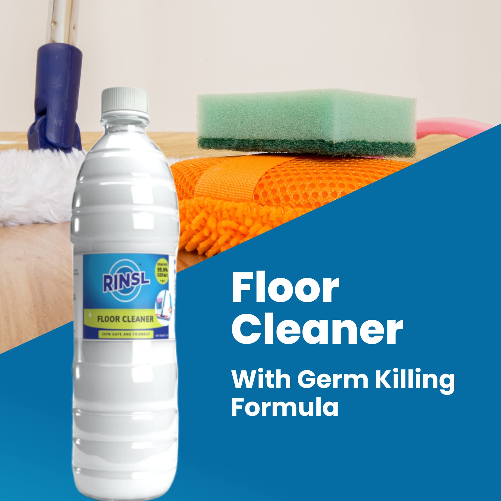Rinsl Disinfectant Surface & Floor Cleaner Liquid - 1L All-Purpose Cleaning Solution for Hardwood, Tile & Vinyl Floors | Safe for Pets & Kids | Ideal for Homes, Offices & Schools