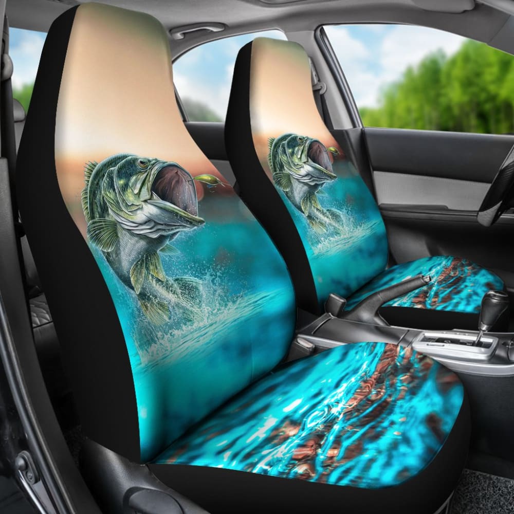 Premium Largemouth Bass Fishing Car Seat Covers - Waterproof & Durable Protection for Truck, SUV, Jeep - Perfect for Outdoor Enthusiasts & Anglers