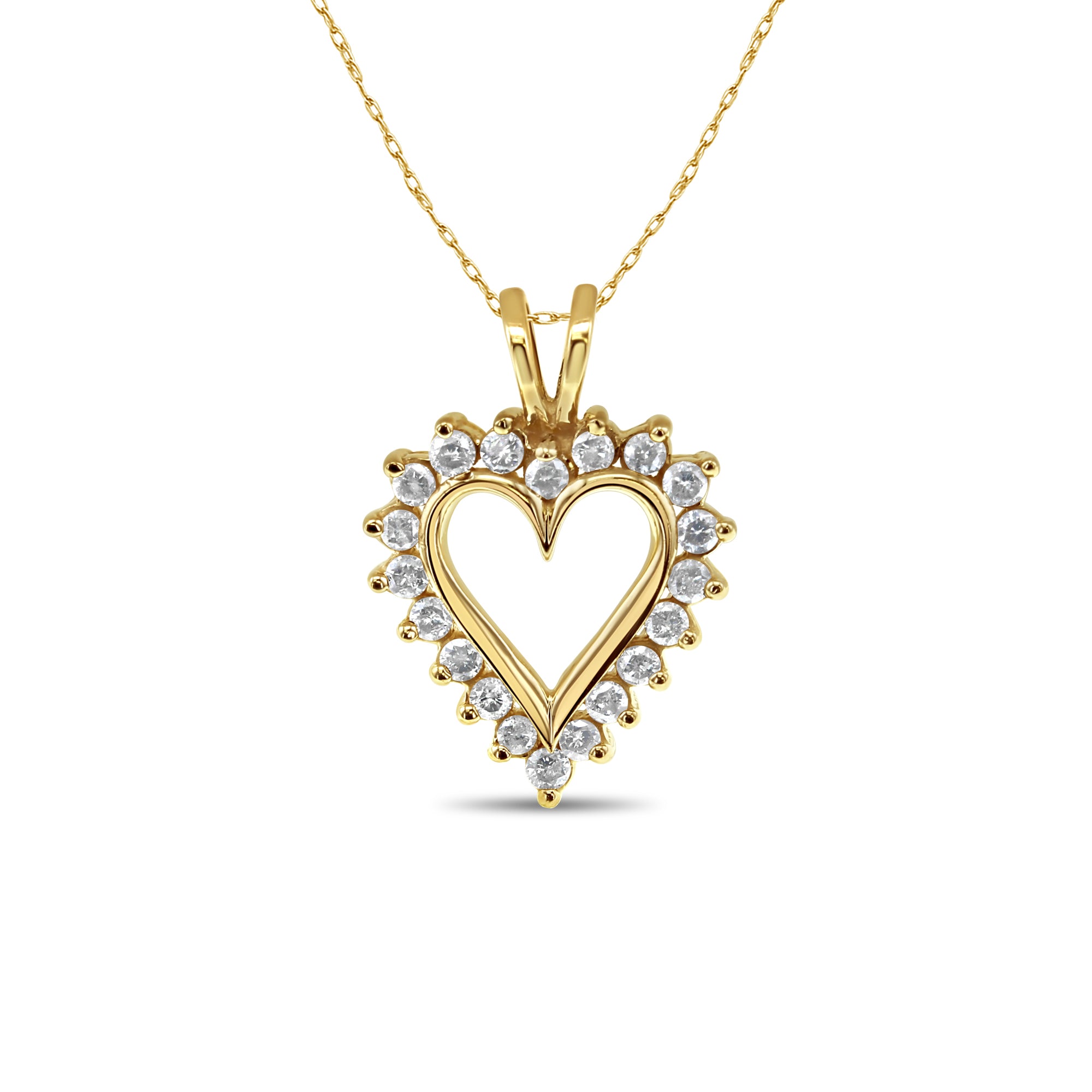 14K Yellow Gold Diamond Cutout Heart Necklace for Women - Elegant Valentine's Day Gift, Anniversary Present & Romantic Date Night Jewelry