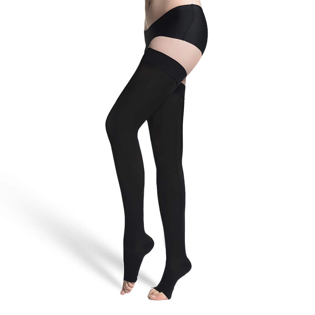 DAITET 20-30 mmHg Thigh High Compression Stockings for Women - Opaque Medical Grade Support Socks for Varicose Veins, Swelling & Circulation - Perfect for Nurses, Travel & Pregnancy