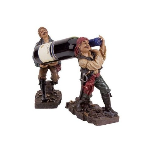 HS Two Pirates Nautical Wine Bottle Holder - Rustic Wooden Boat Design for Wine Storage & Display - Perfect for Home Bar, Kitchen Decor, and Gift Giving