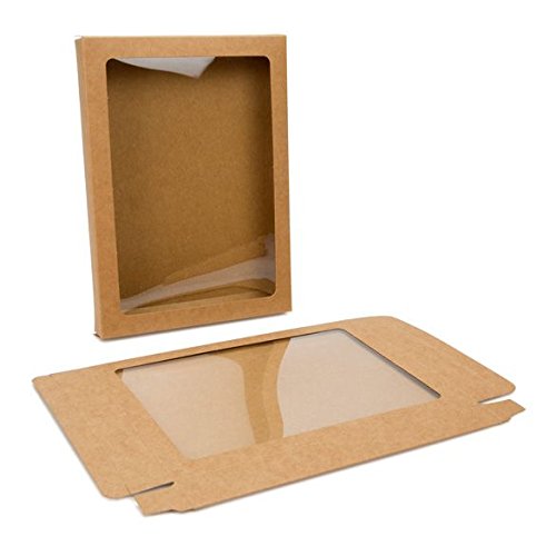 Kraft Paper Window Gift Box with PET Sheet - 5x7x8 for Stationery & Cosmetics - 25 Pack