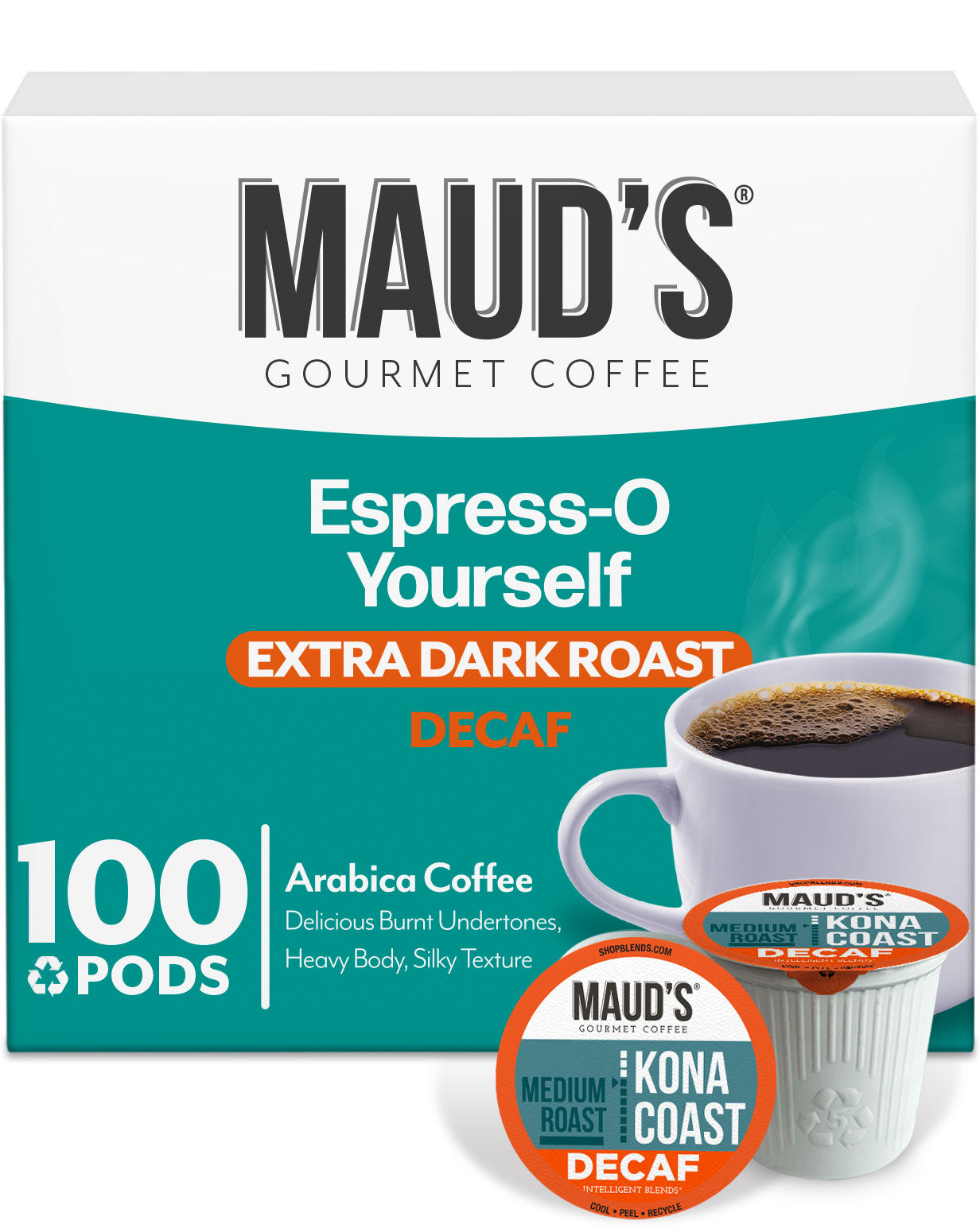 Premium Maud's Decaf Espresso Roast Coffee Pods - Dark Roast, Low Acid, 100% Arabica - Perfect for Keurig Machines, Office & Home Brewing