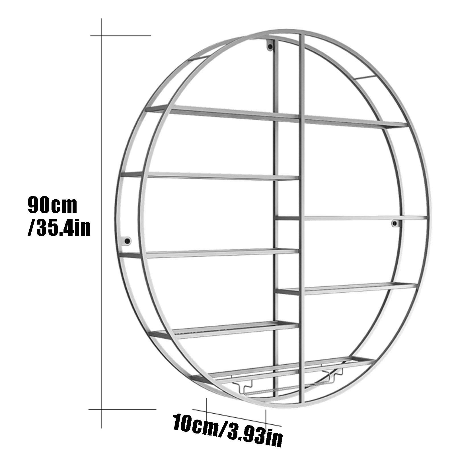 Wall Mounted Round Wine Rack - Large Capacity for 12 Bottles & 4 Stem Glasses - Black Wine Display Shelf (90x10x90cm) - Perfect for Kitchen, Dining Room or Bar Decor