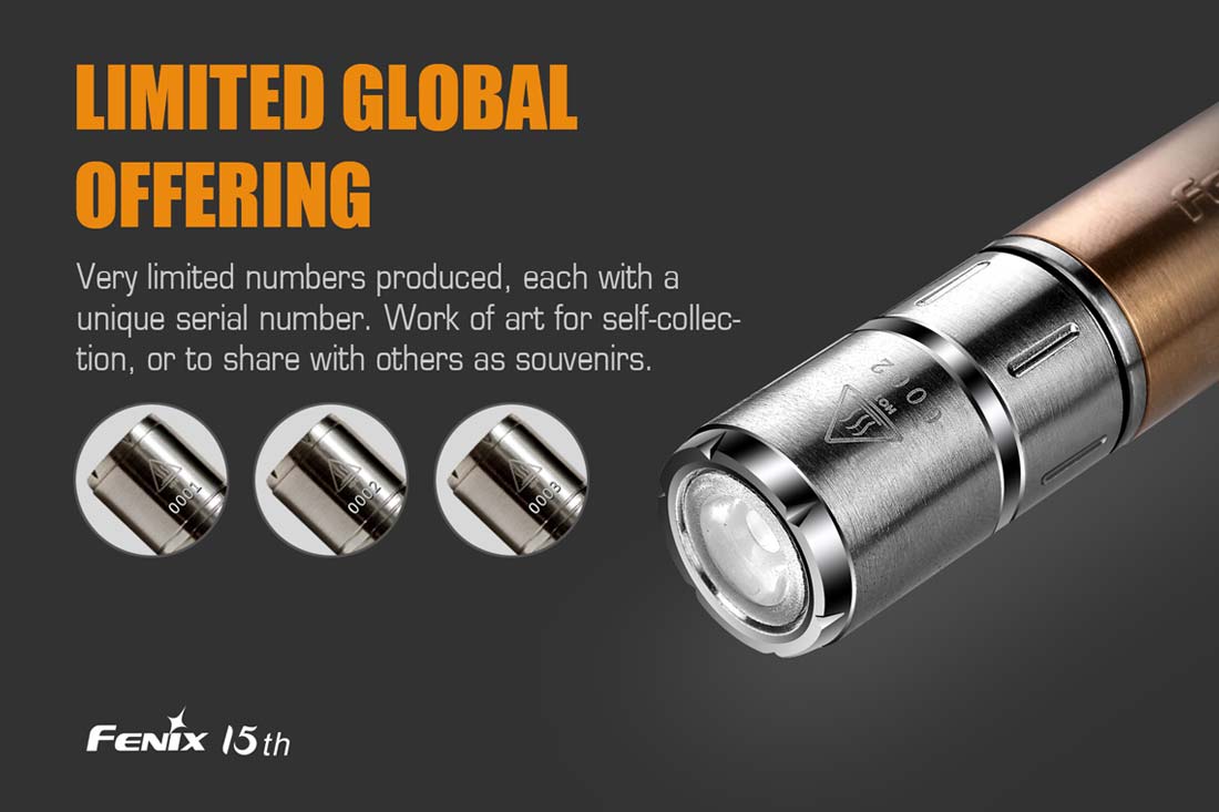 Fenix 15th Anniversary Edition LED Flashlight - High Lumens, Durable & Waterproof for Camping, Hiking, Emergency & Outdoor Adventures