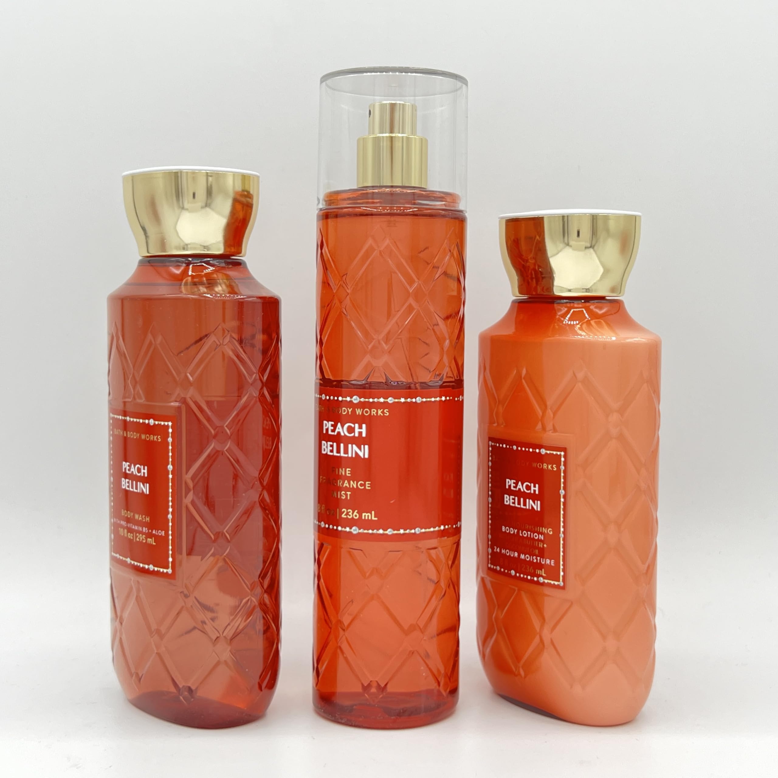 Peach Bellini 3-Piece Bath & Body Gift Set - Body Wash, Fragrance Mist & Nourishing Lotion | Perfect for Spa Days, Self-Care & Gifts