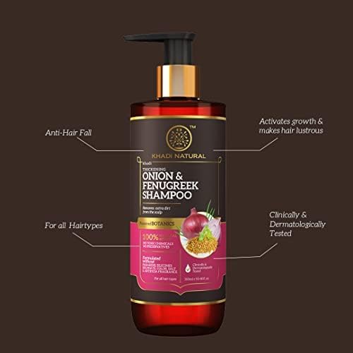 Power Botanics Sulfate-Free Onion & Fenugreek Shampoo for Hair Growth & Scalp Care - Natural Solution for Thinning Hair, Dandruff & Hair Loss - Perfect for Daily Use at Home or Salon