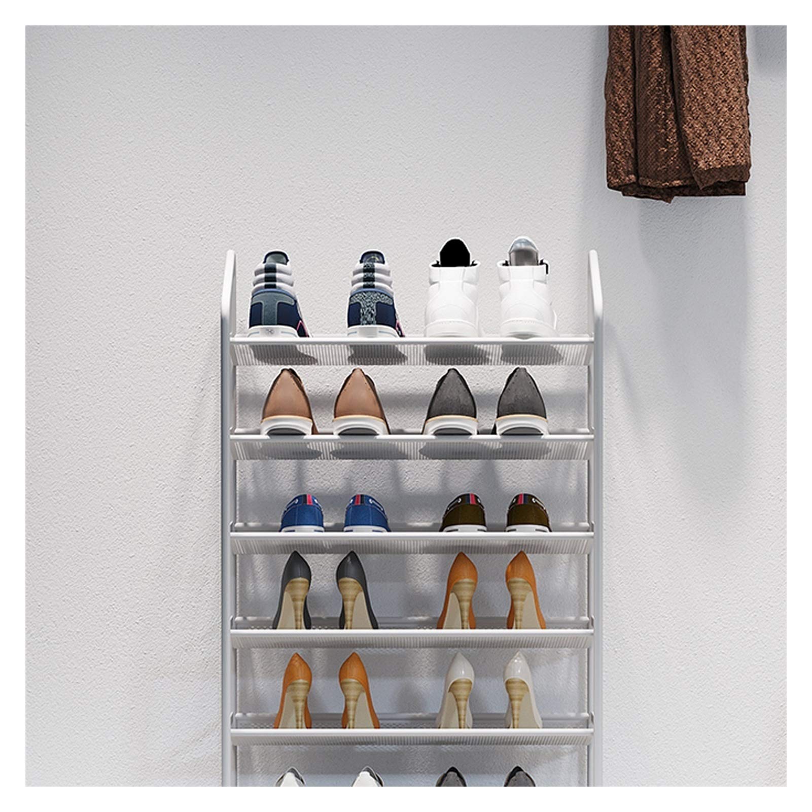 4-Tier Stackable Metal Shoe Rack Organizer - Holds 12-15 Pairs of Shoes for Entryway, Hallway, Closet & Living Room - Space Saving Shoe Storage Shelf (Black) - Perfect for Small Apartments & Mudroom Organization