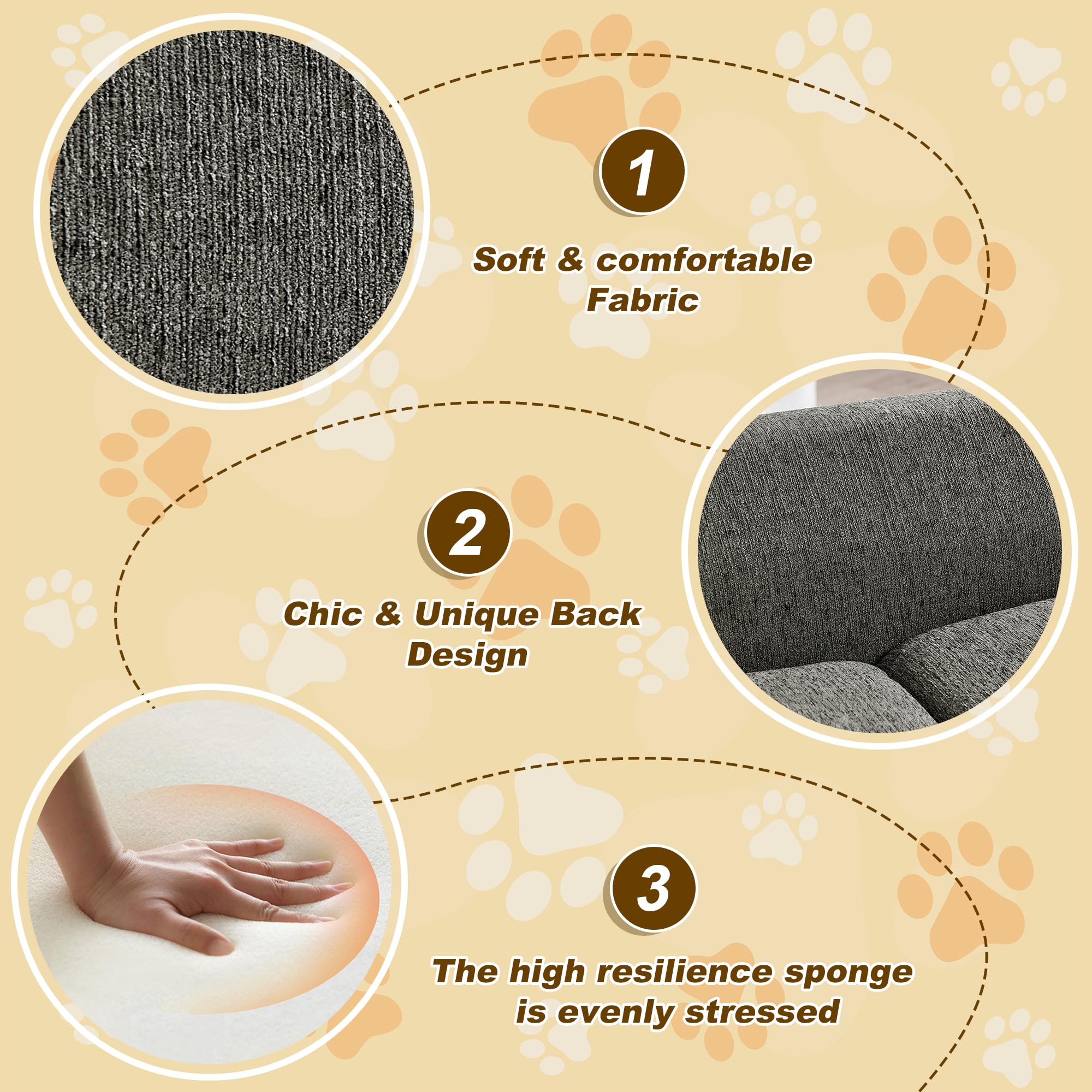 Memory Foam Dog Sofa Bed for Large Dogs Up to 60 lbs - Medium Size Pet Couch with Sturdy Legs, Dark Grey (39.75 Inch) - Perfect for Living Room, Bedroom & Pet-Friendly Spaces