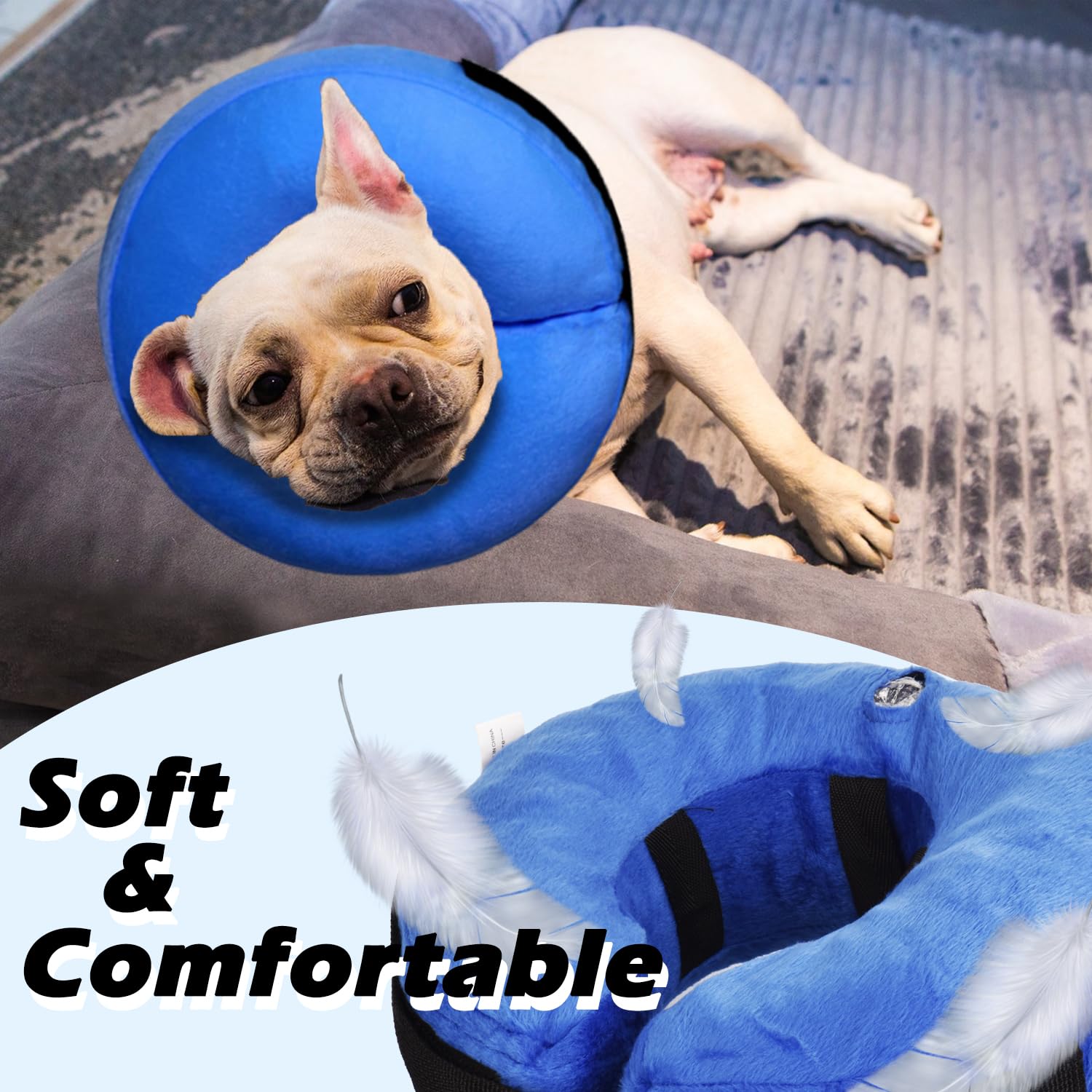 Inflatable Dog Cone Collar for Small Medium Large Dogs - Soft E-Collar Alternative for Post-Surgery Recovery, Adjustable Pet Neck Donut for Wound Protection (Ideal for Licking Prevention, Vet Visits & Healing Comfort)