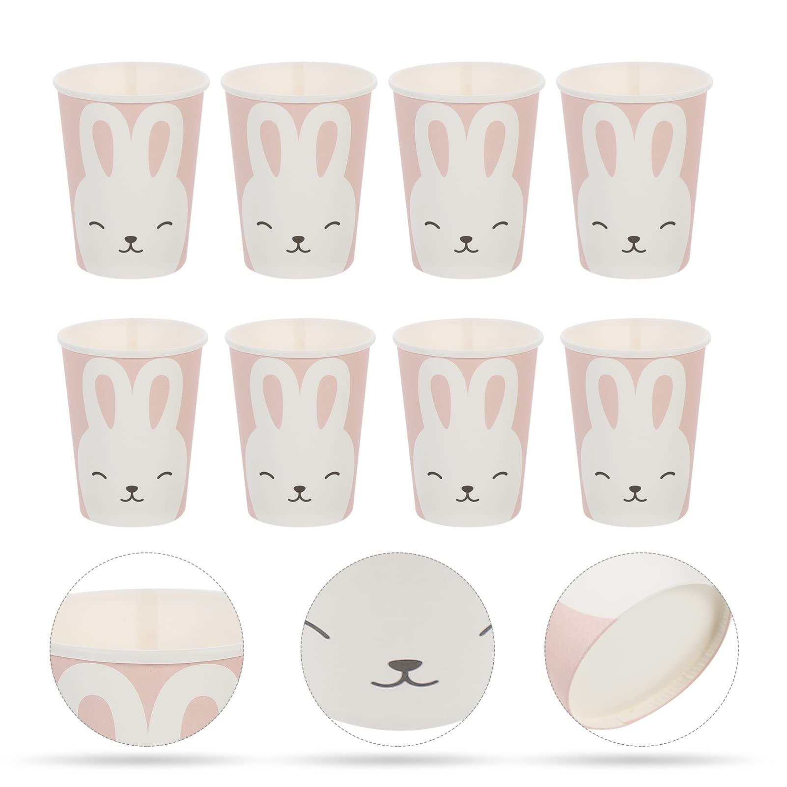 Bestoyard 32Pcs Bunny Rabbit Easter Paper Tea Cups - Cute Disposable Drinking Cups for Hot & Cold Beverages, Water, Juice, Coffee, Tea - Perfect for Easter Parties, Baby Showers, and Holiday Gatherings