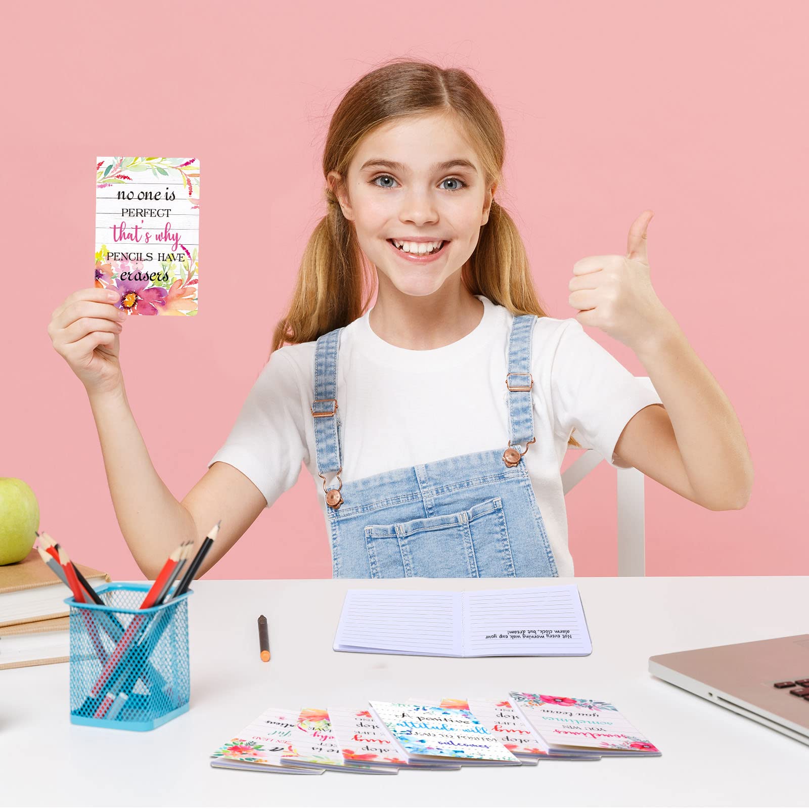 Outus 24 Pack Mini Motivational Notebooks - Inspirational Pocket Notepads for School, Office & Travel - Small Journal with 12 Floral Designs - Perfect Gift & Daily Encouragement Supplies
