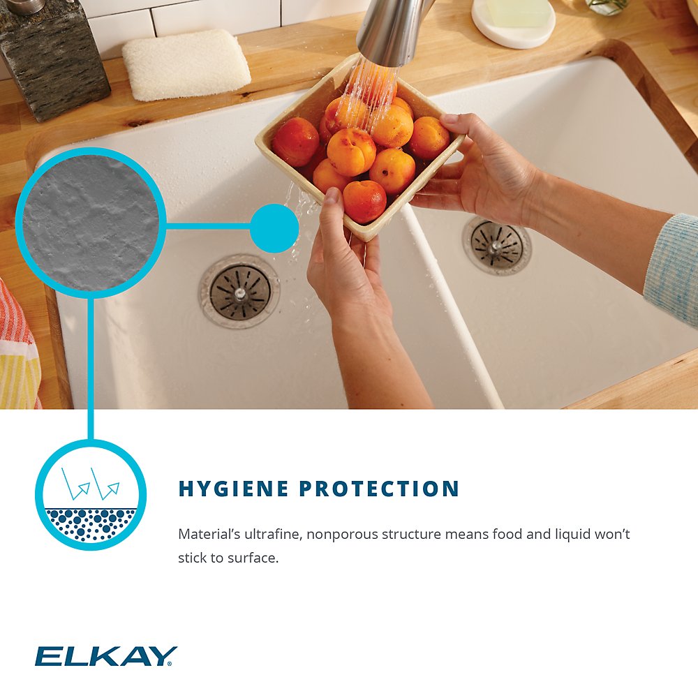 Elkay Quartz Classic 33 x 18.5 x 5.5 Inch Undermount ADA Compliant Kitchen Sink with Perfect Drain - Ideal for Modern Homes & Commercial Kitchens