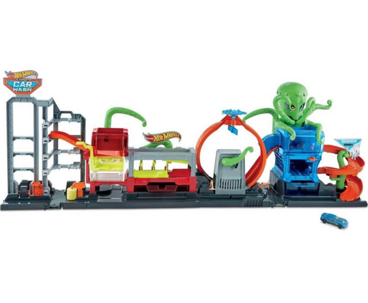Hot Wheels Ultimate Octo Car Wash Playset with No-Spill Water Tanks & 1 Color Reveal Car That Changes in Water - 4+ Foot Long Toy for Kids Ages 4+ | Fun Car Wash Pretend Play for Boys & Girls | Great Gift for Birthday & Christmas
