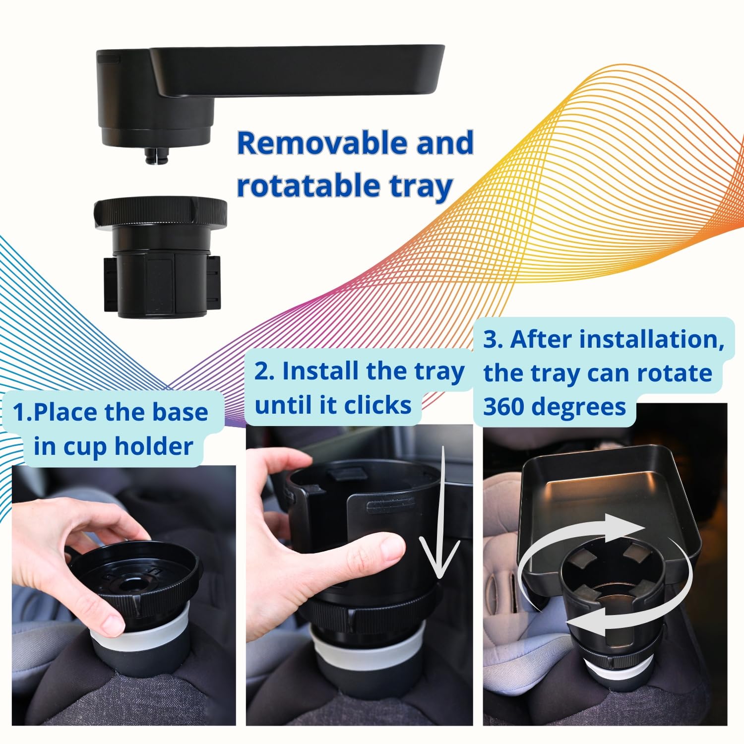 Adjustable Car Seat Tray for Kids - Snack & Drink Holder with Cup Tray for Toddler Travel - Perfect for Road Trips, Airplane & Long Car Rides - Durable & Spill-Proof Kids Travel Tray