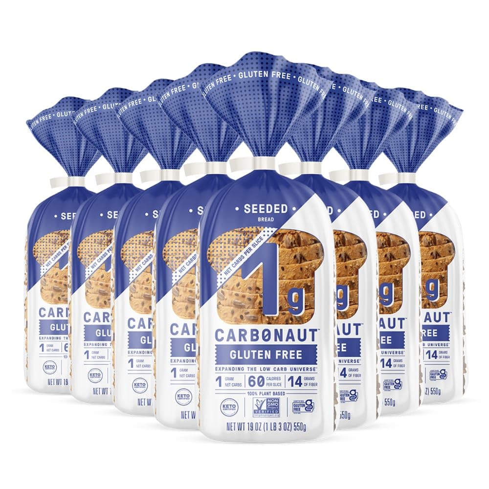 Carbonaut Gluten Free Low Carb White Bread - Keto Certified, Non-GMO, Vegan - 8 Pack | Perfect for Keto Diet, Weight Loss & Healthy Breakfast Sandwiches