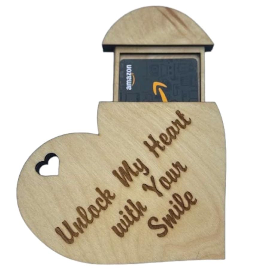 Personalized Wooden Heart Gift Card Box Holder - Custom Engraved Valentine's Day Anniversary Wedding Gift for Couples - Unique Keepsake Present for Wife Husband Girlfriend Boyfriend - Perfect for Christmas Birthday Anniversary Romantic Occasions