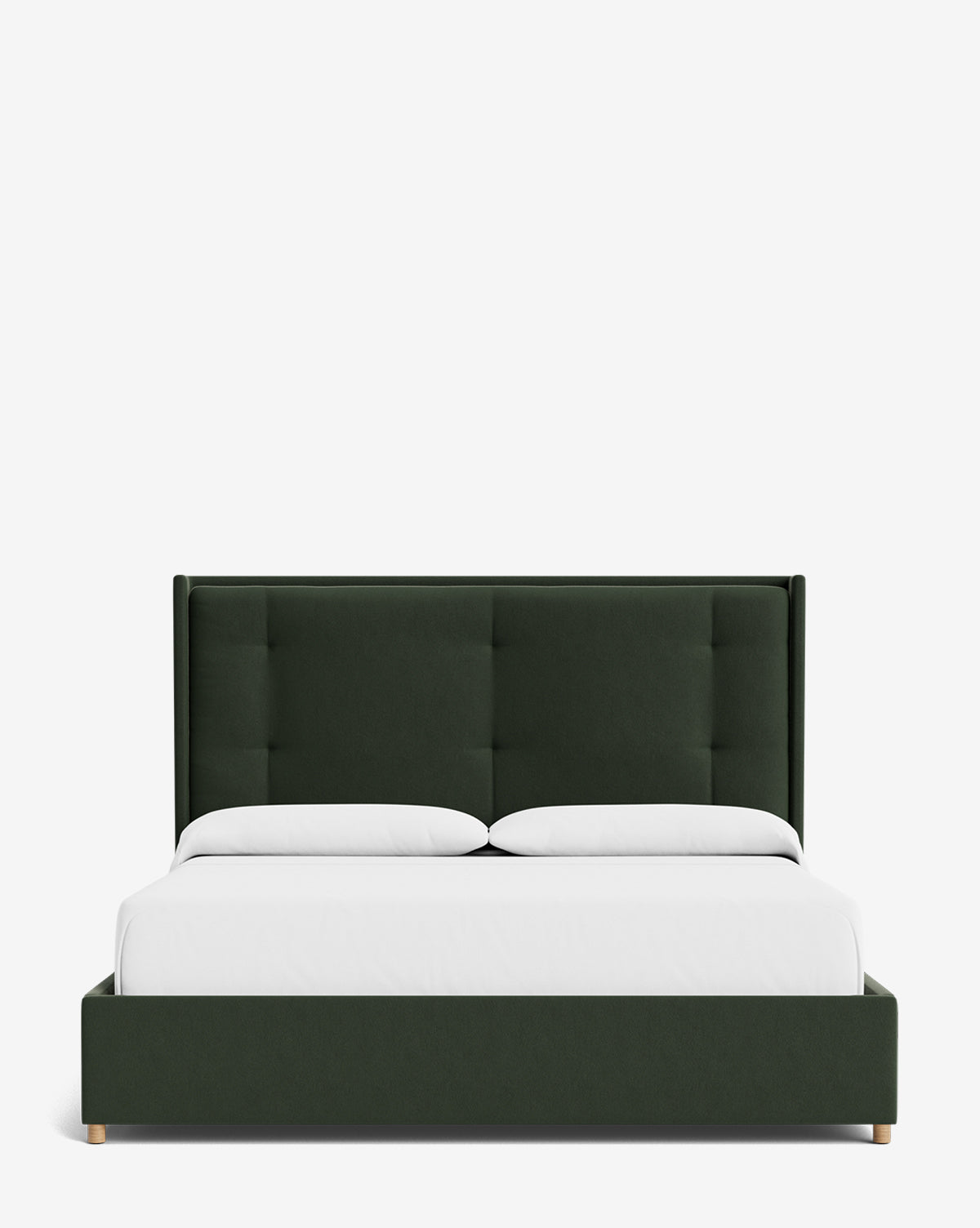 Luxury Ria Upholstered Bed Frame - Queen Size Platform Bed with Soft Fabric Headboard - Modern Bedroom Furniture for Master & Guest Rooms