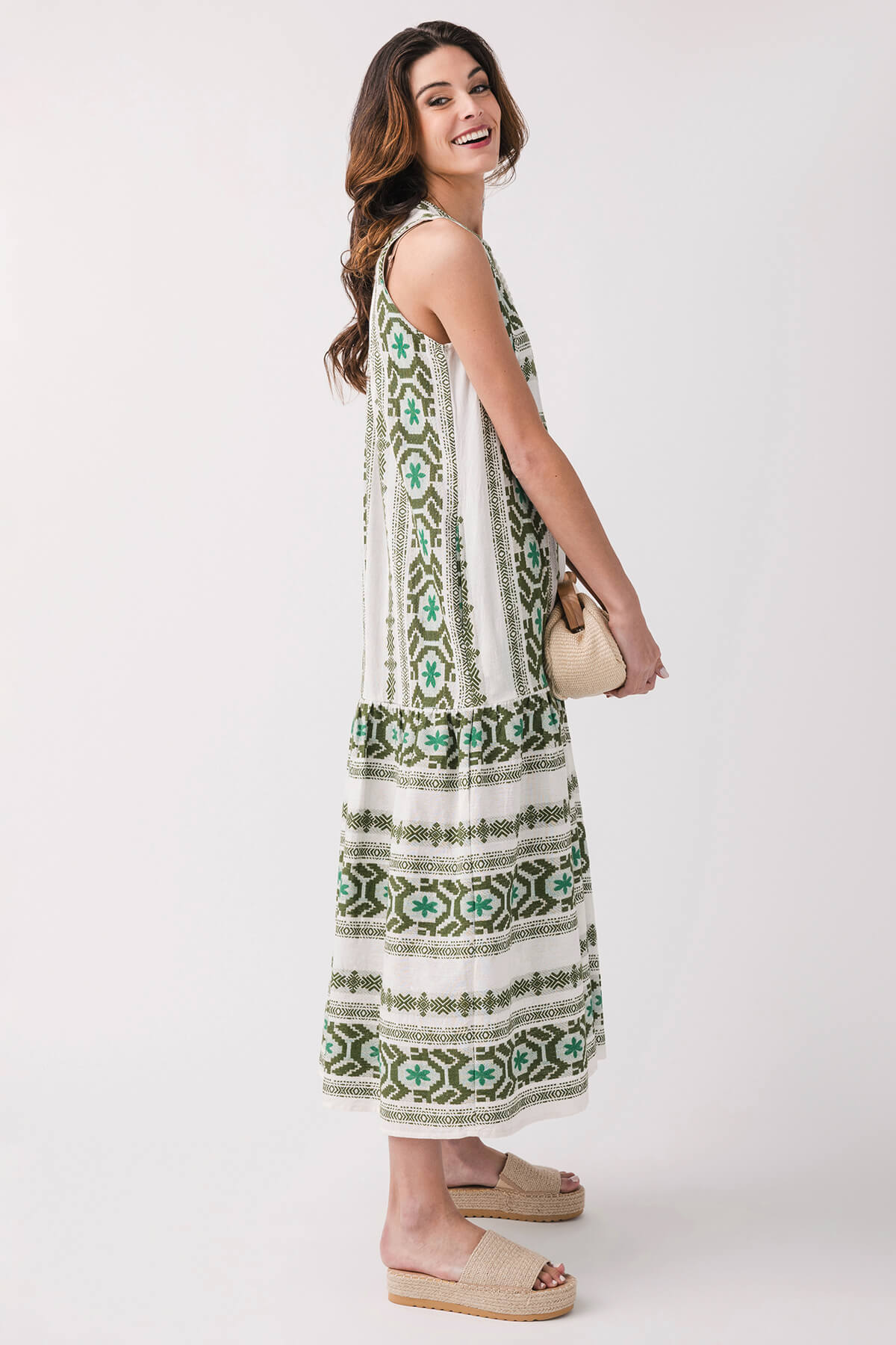 Elan Embroidered Tiered Maxi Dress for Women - Floral Boho Summer Beach Dress for Vacation, Wedding & Party