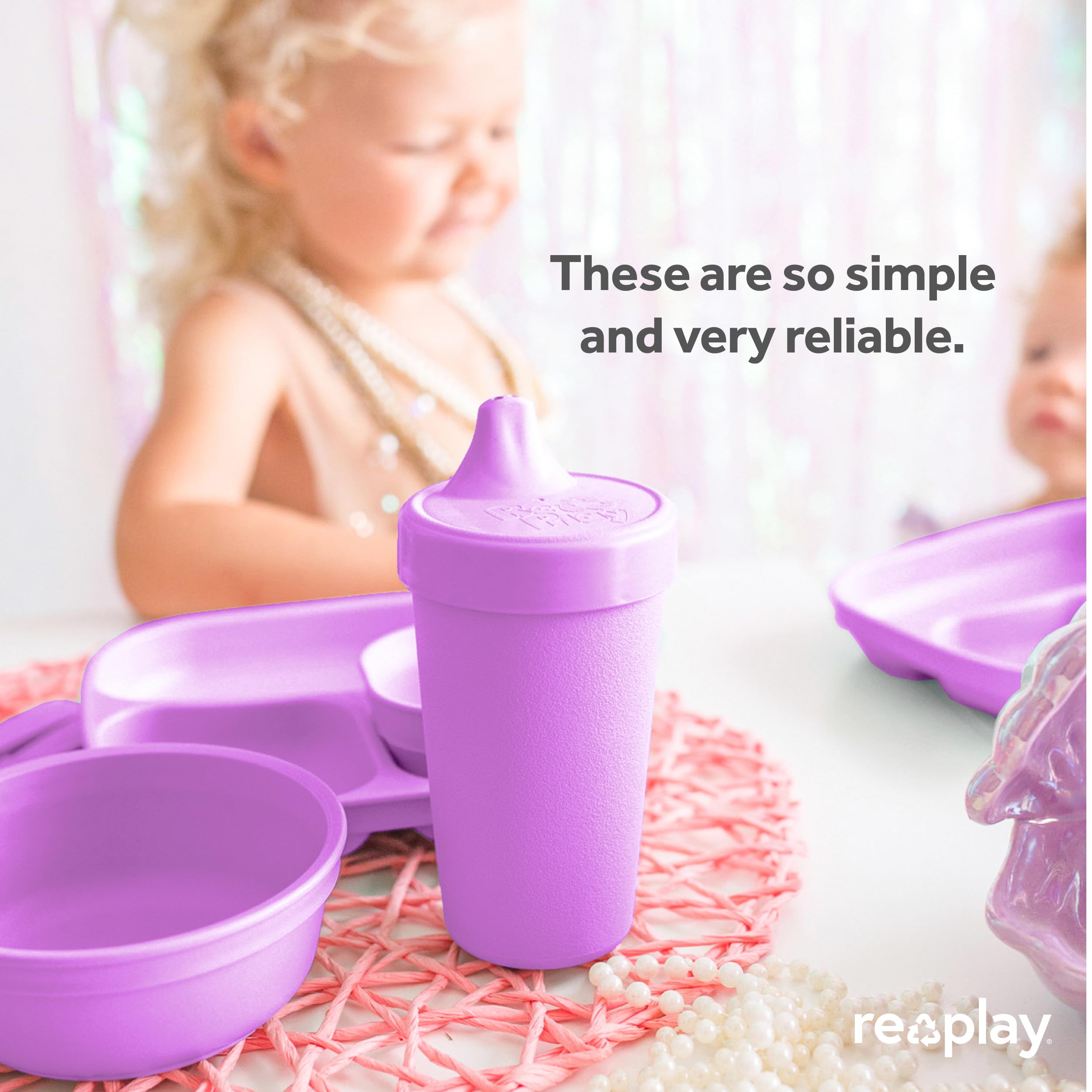 Re-Play Made in USA 2 Pack 10oz Toddler Sippy Cups - BPA-Free Spill Proof Training Cups for Kids, Dishwasher & Microwave Safe - Hard Spout Baby Cups (3.13