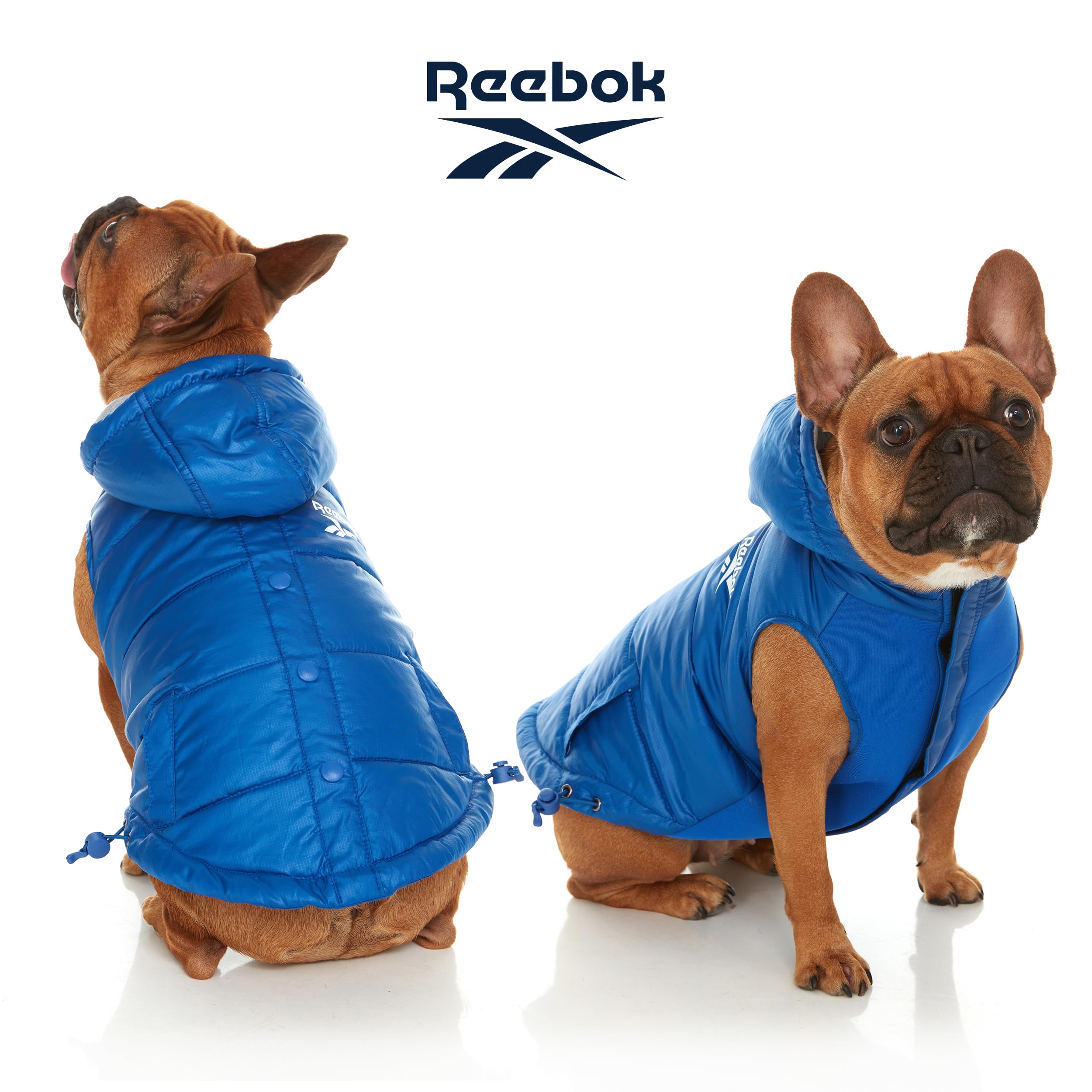 Reebok Waterproof Dog Puffer Jacket with Hood - Windproof Winter Coat for Small Medium Large Dogs | Cold Weather Protection for Outdoor Walks & Snow Adventures